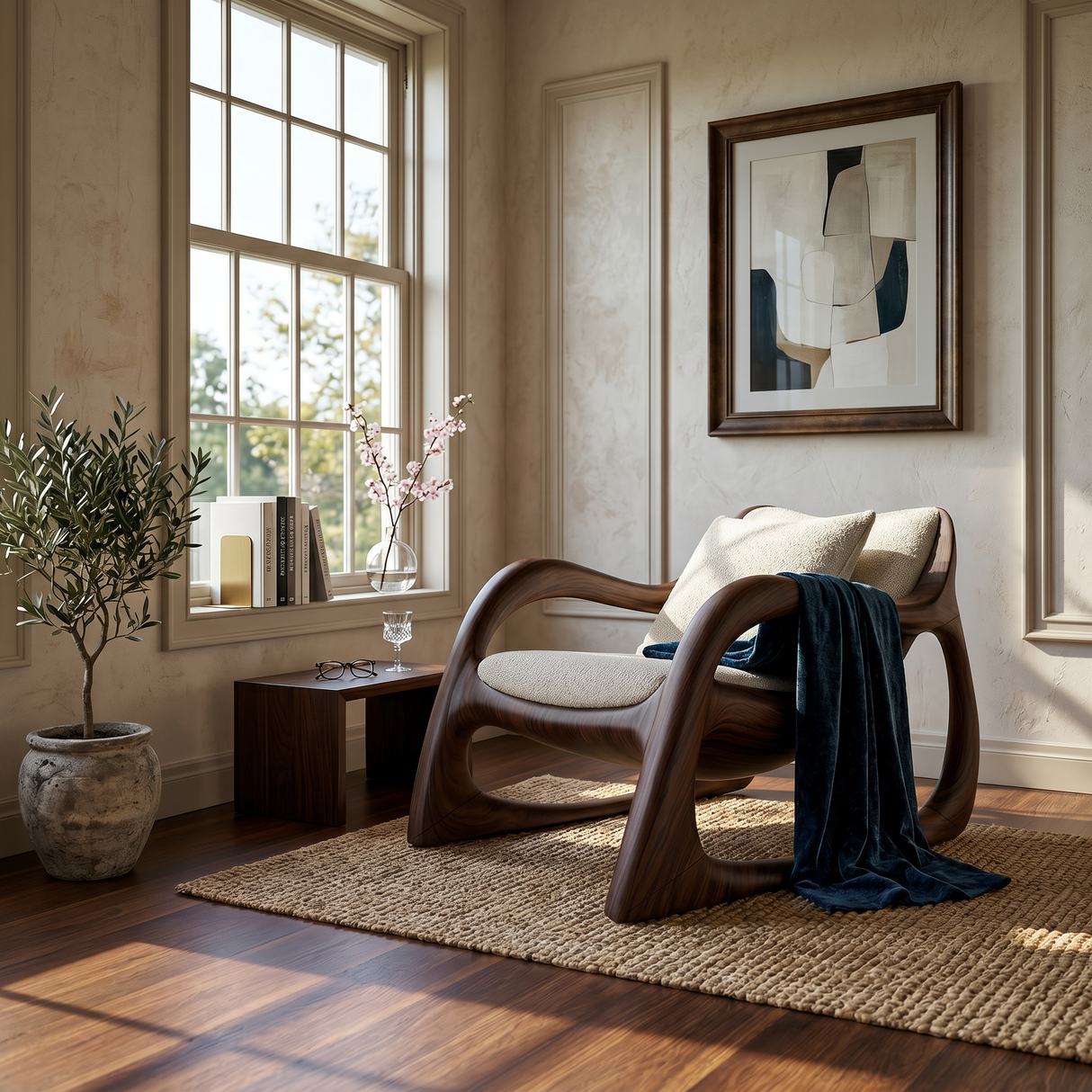 Biophilic Organic Accent Chair Tropical Sunroom