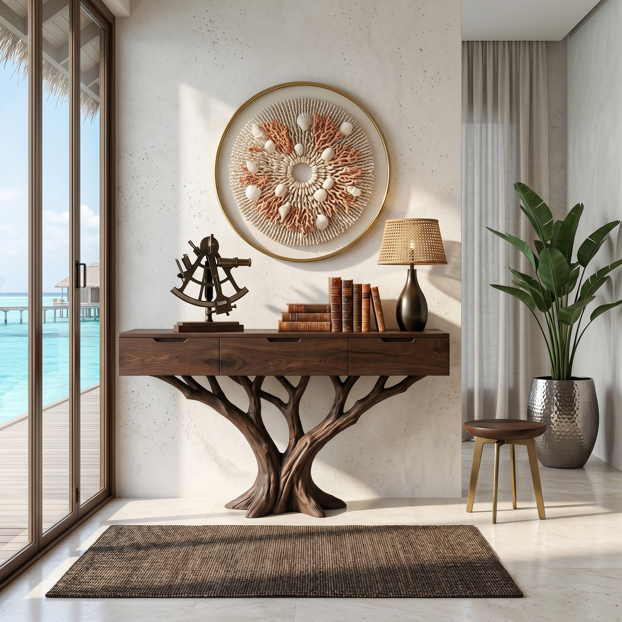 Industrial Tree Root Console Table Modern Loft