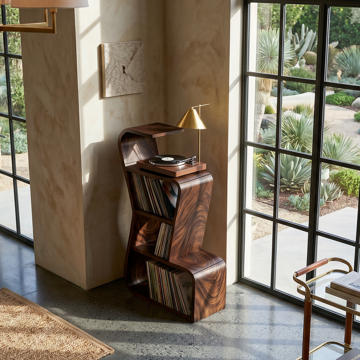 Modern Sculptural Vinyl Record Stand Luxury Residence