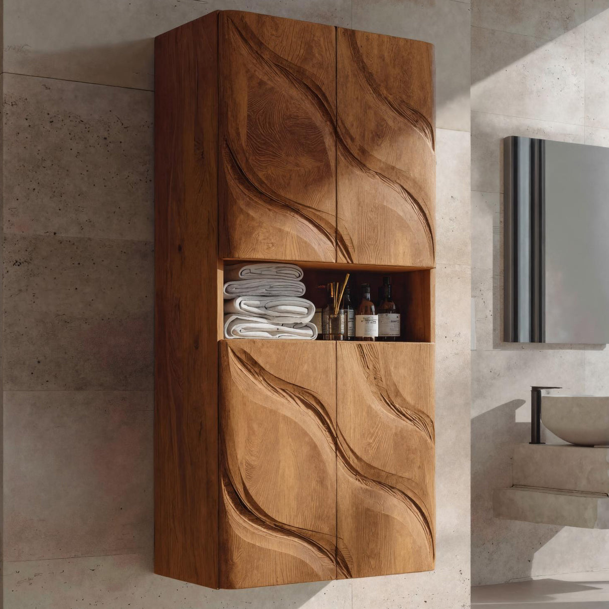 Contemporary Bathroom Cabinet Waves Design For Bathroom