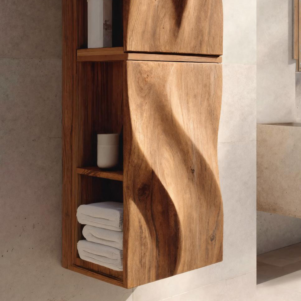 Luxury Bathroom Cabinet Wave Carved Doors For Bathroom