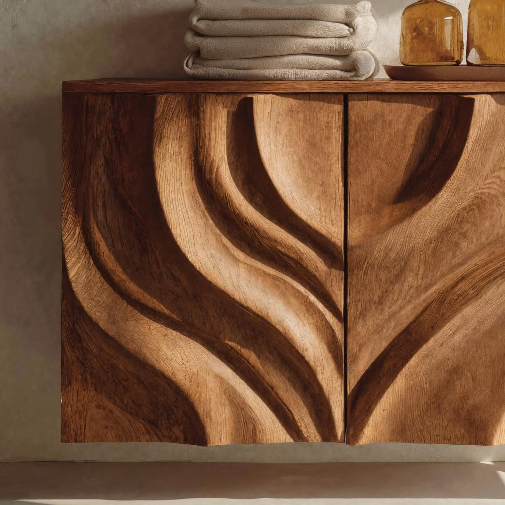 Modern Bathroom Cabinet Symmetrical Carved Doors For Bathroom