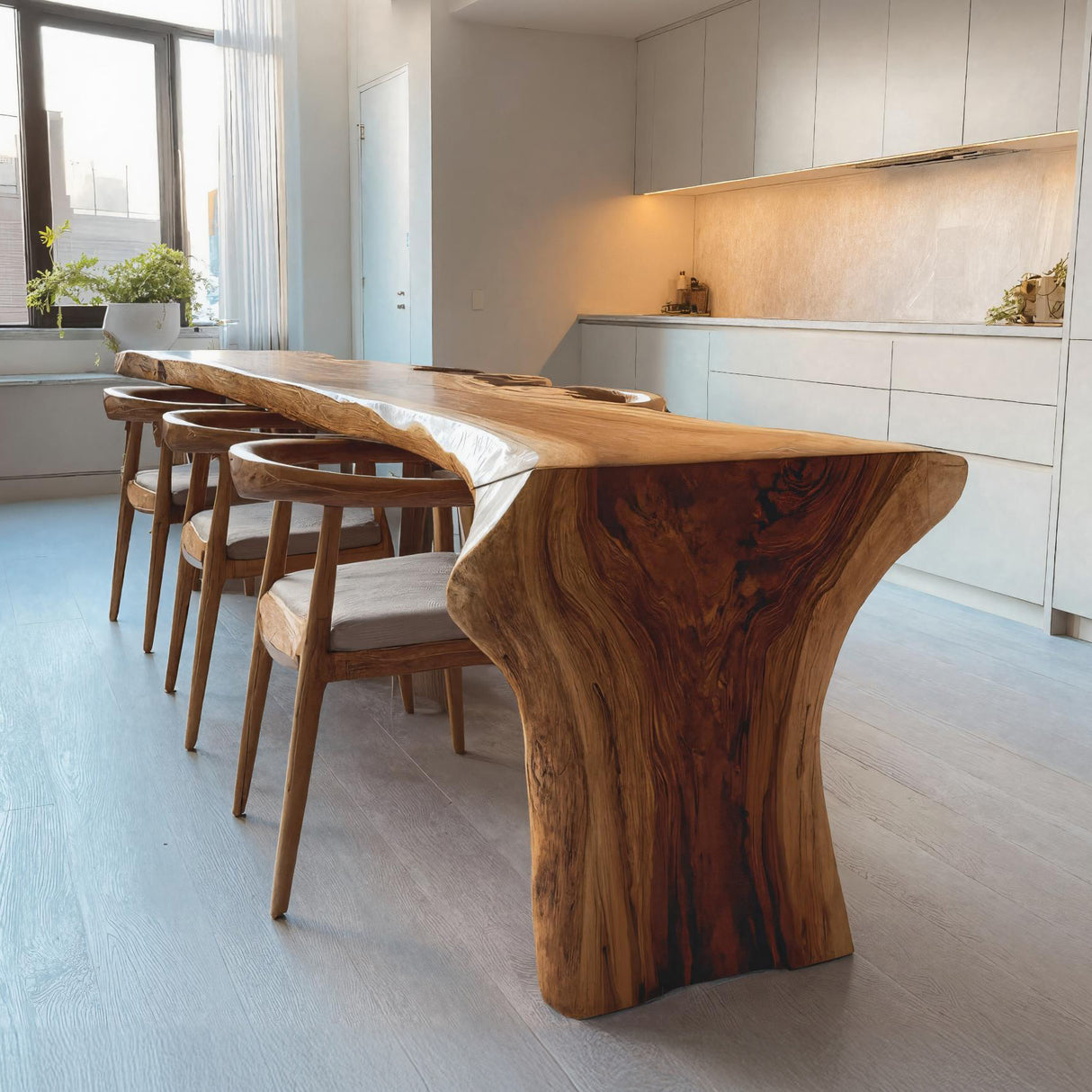 Organic Modern Live Edge Dining Table For Kitchen