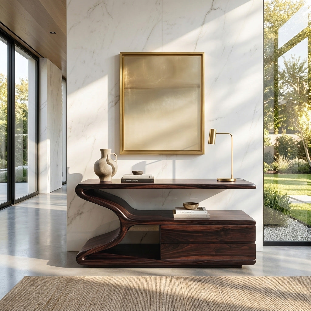Modern Wooden Console Table With Storage For Statement Living Space
