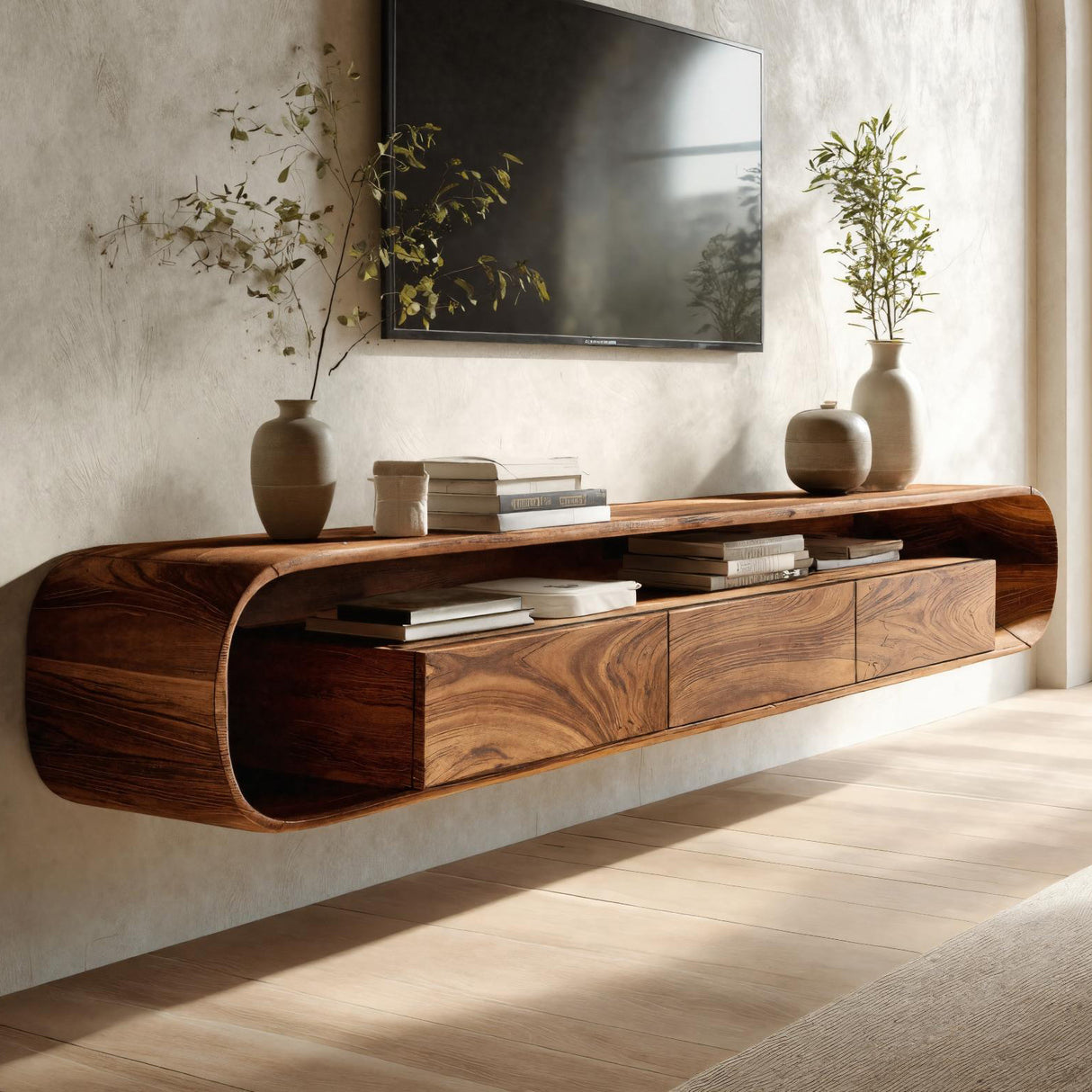 Organic Modern Floating TV Console For Living Room