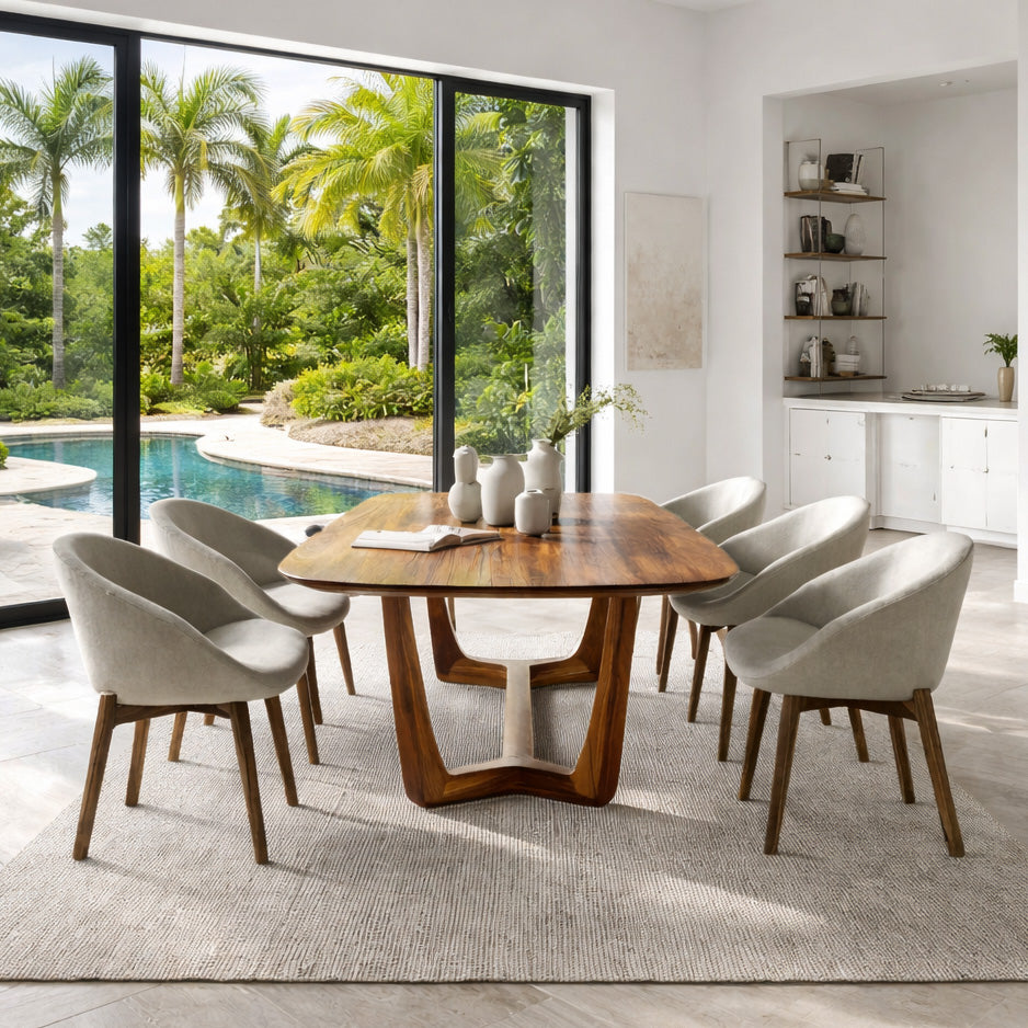Organic Modern Dining Table With Curved Base For Dining Room