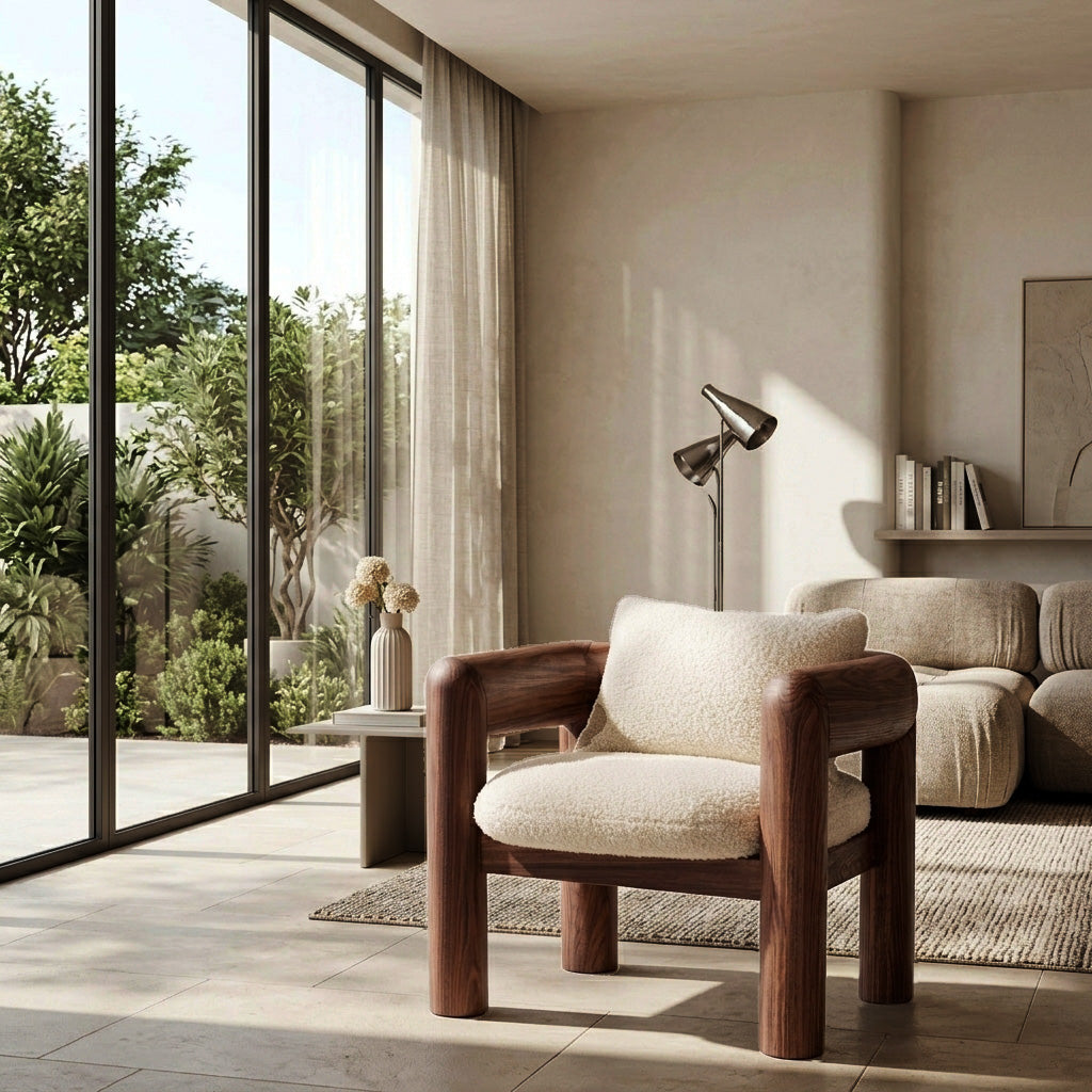 Minimalist Natural Wood Chair For Modern Living Room