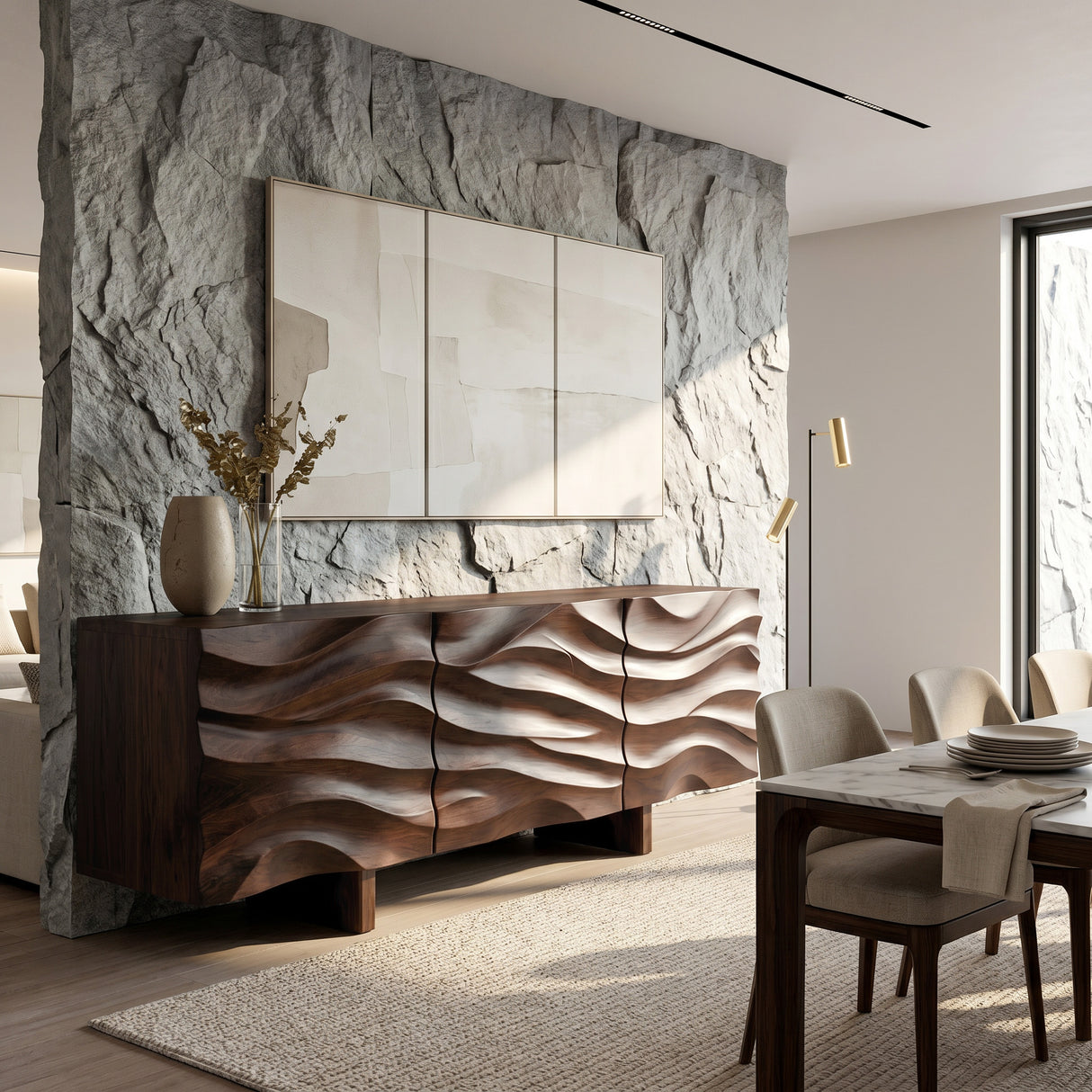Organic Modern Wood Sideboard For Living Room