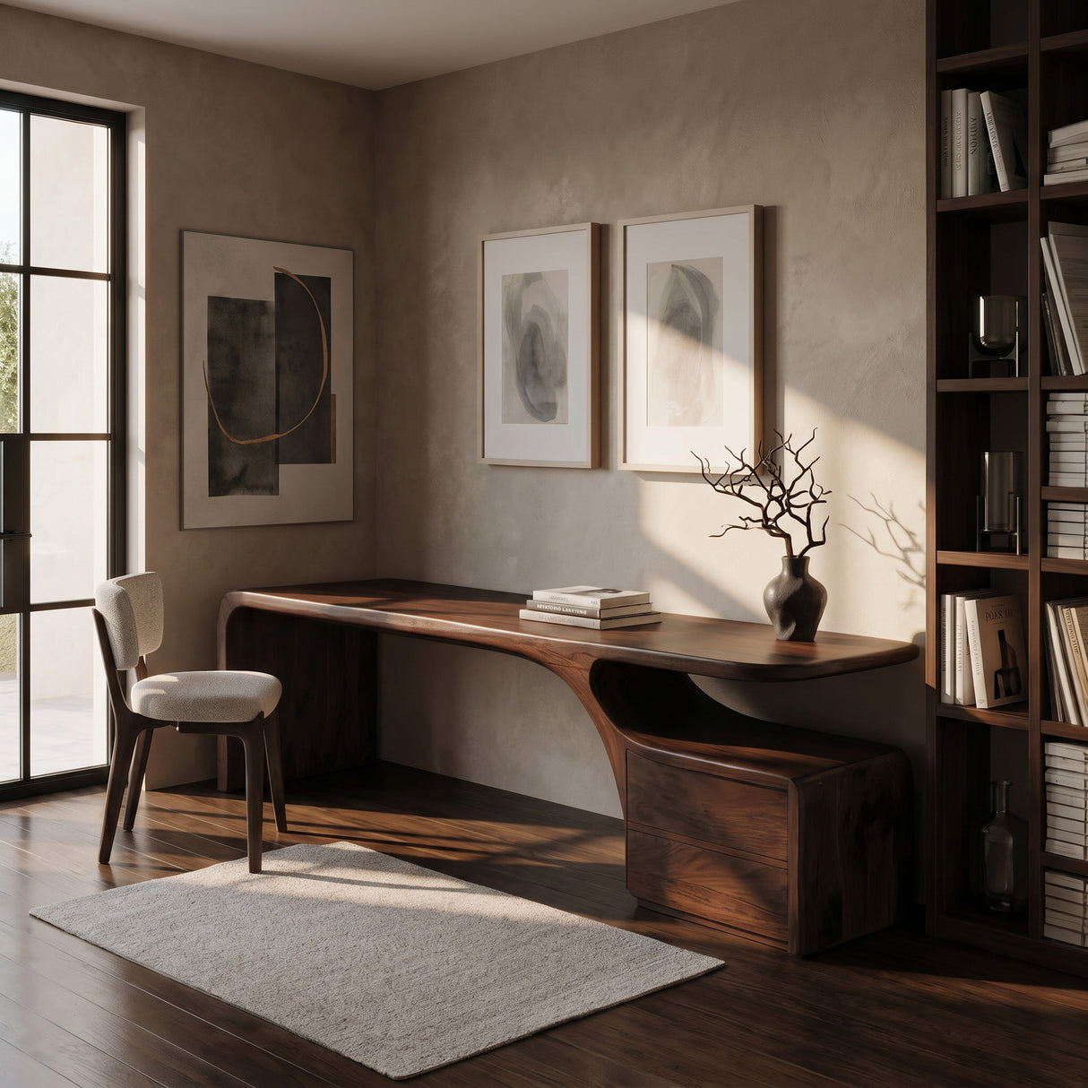 Organic Desk With Drawer Storage For Home Office