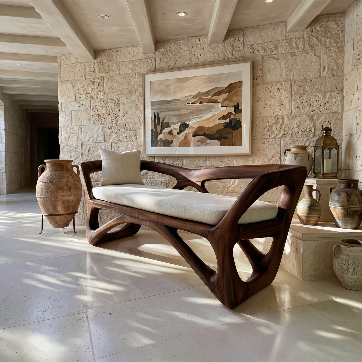Japandi Accent Bench Wellness Retreat