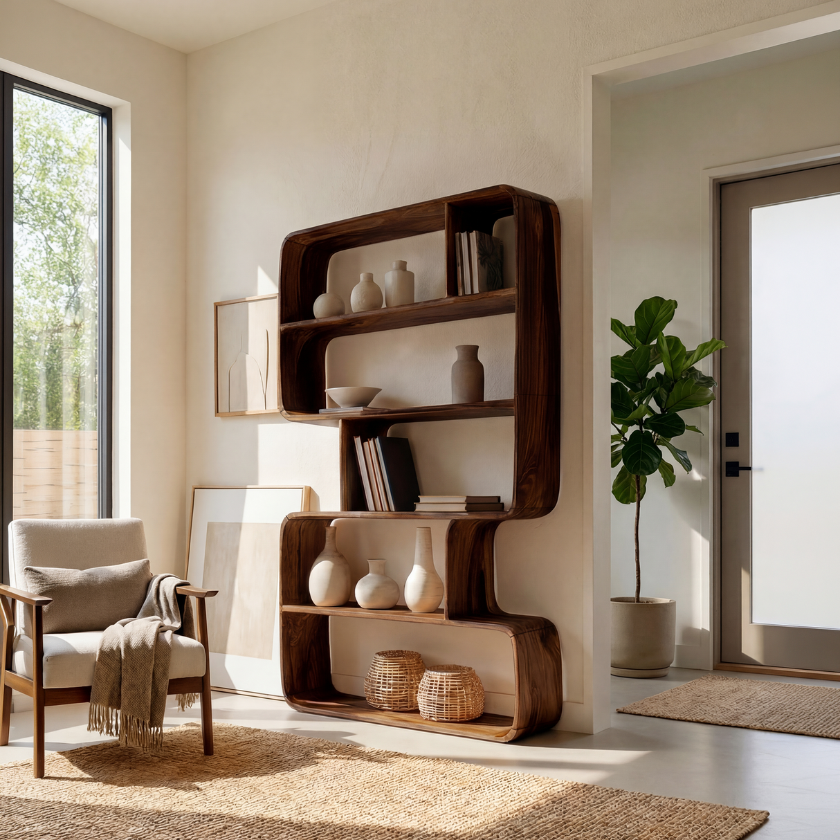 Organic Sculptural Bookshelf For Living Storage Display