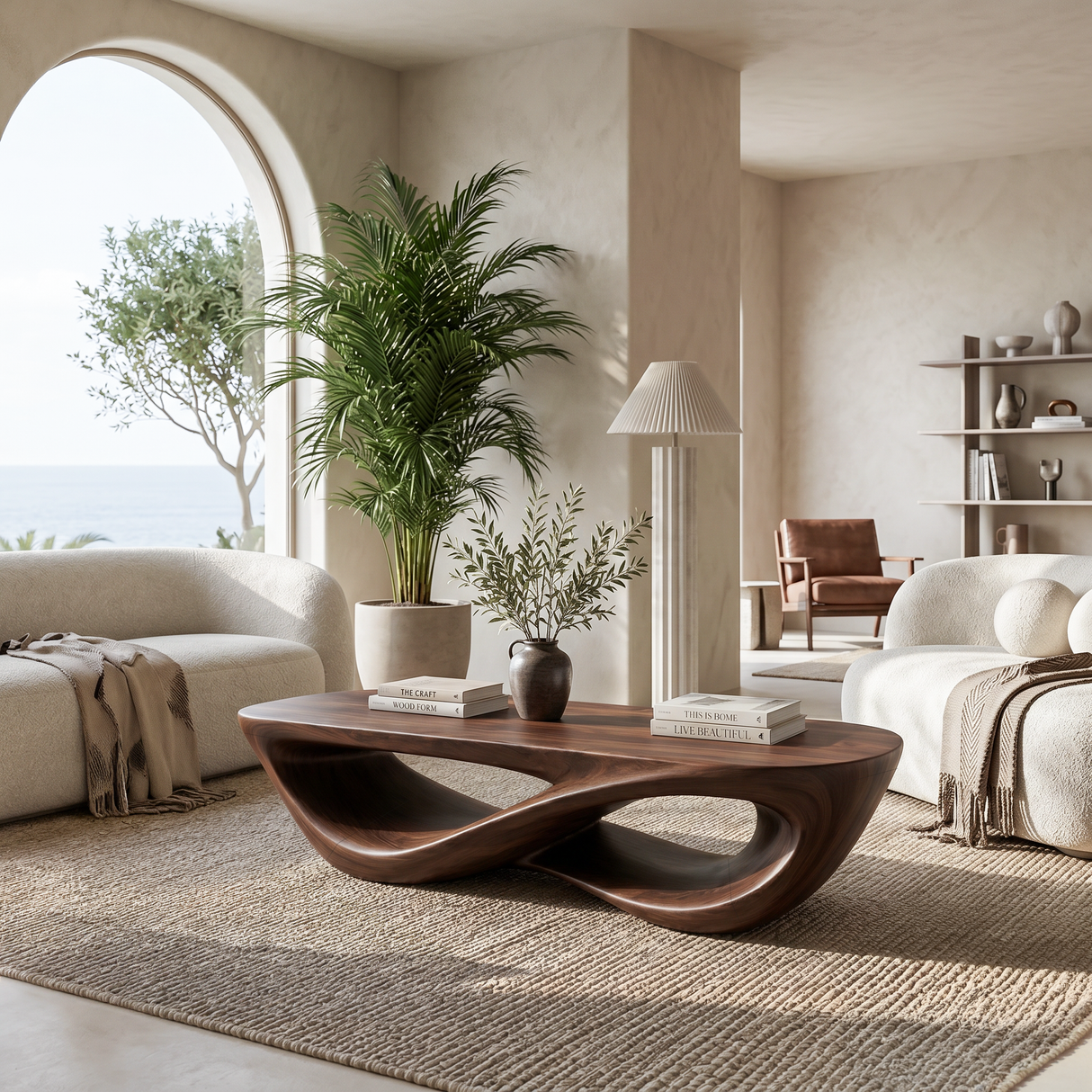 Luxury Coffee Table With Double Loop Base For Living Room
