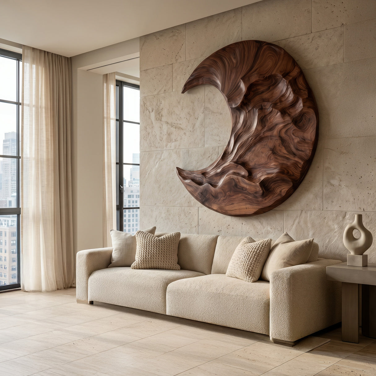 Contemporary Moon Wooden Wall Art For Living Room