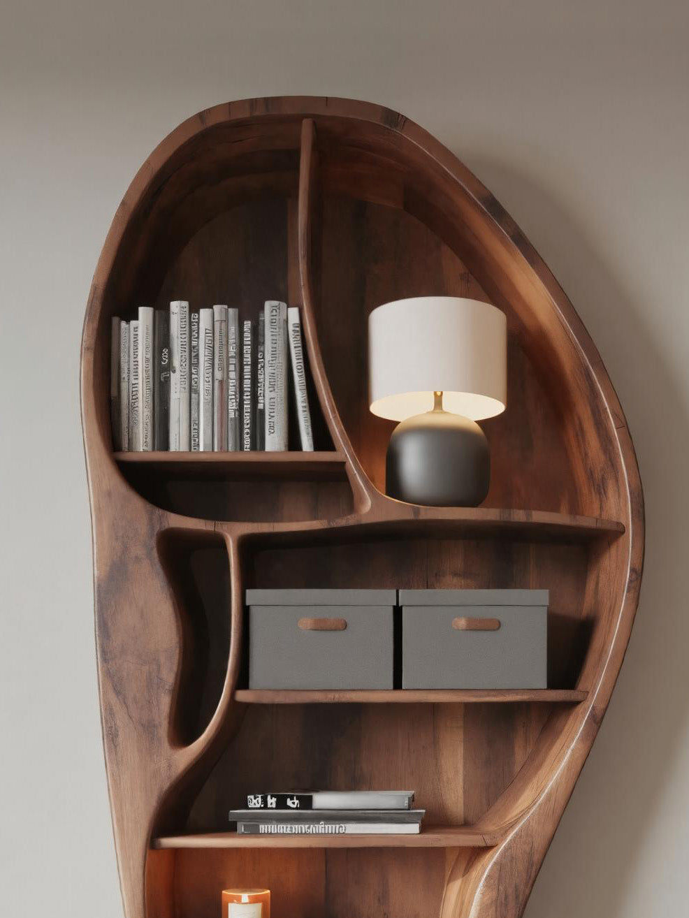 Organic Wall Bookshelf With Sculptural Design For Living Room Or Office