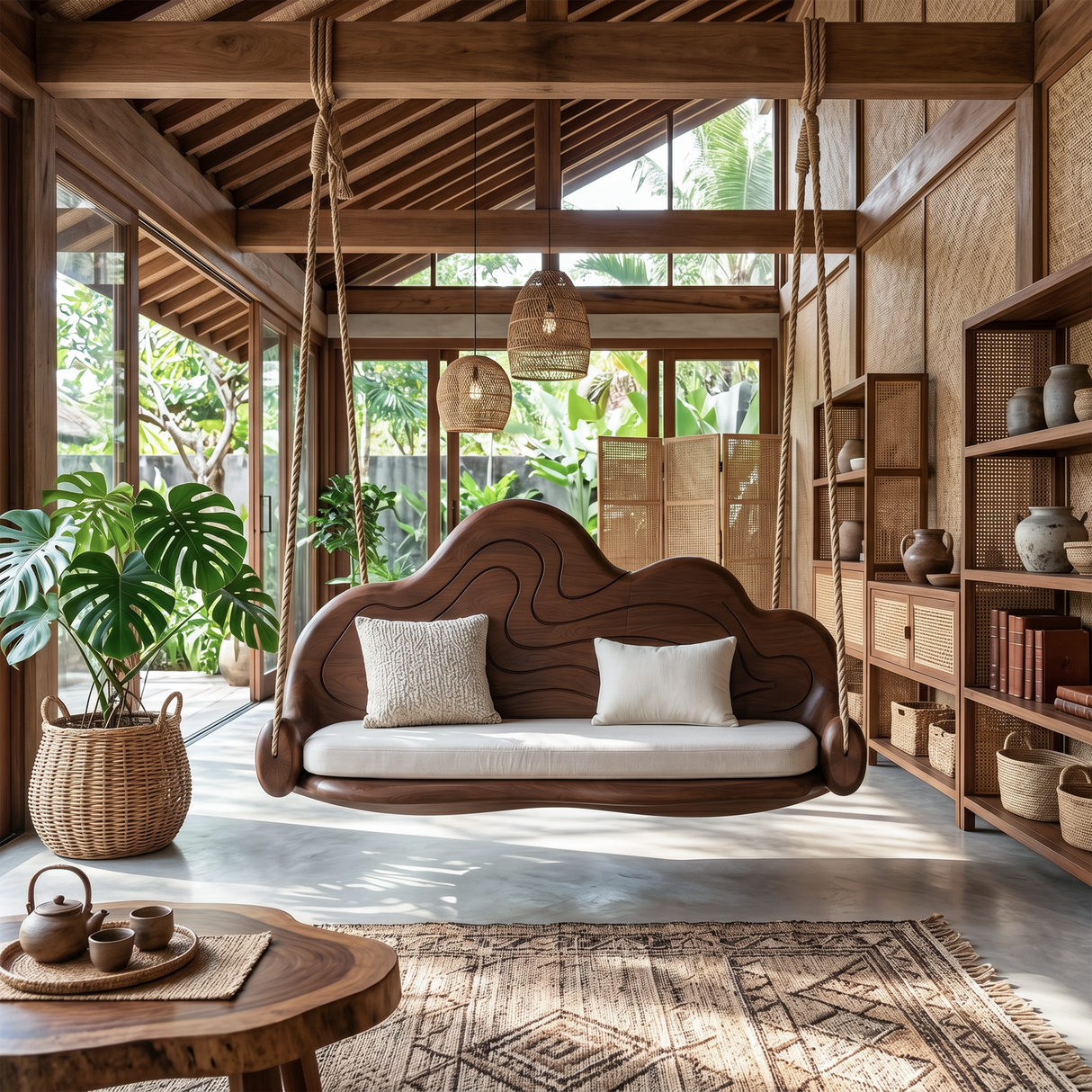 Scandinavian Sculptural Back Swing Open Lounge Interior Space
