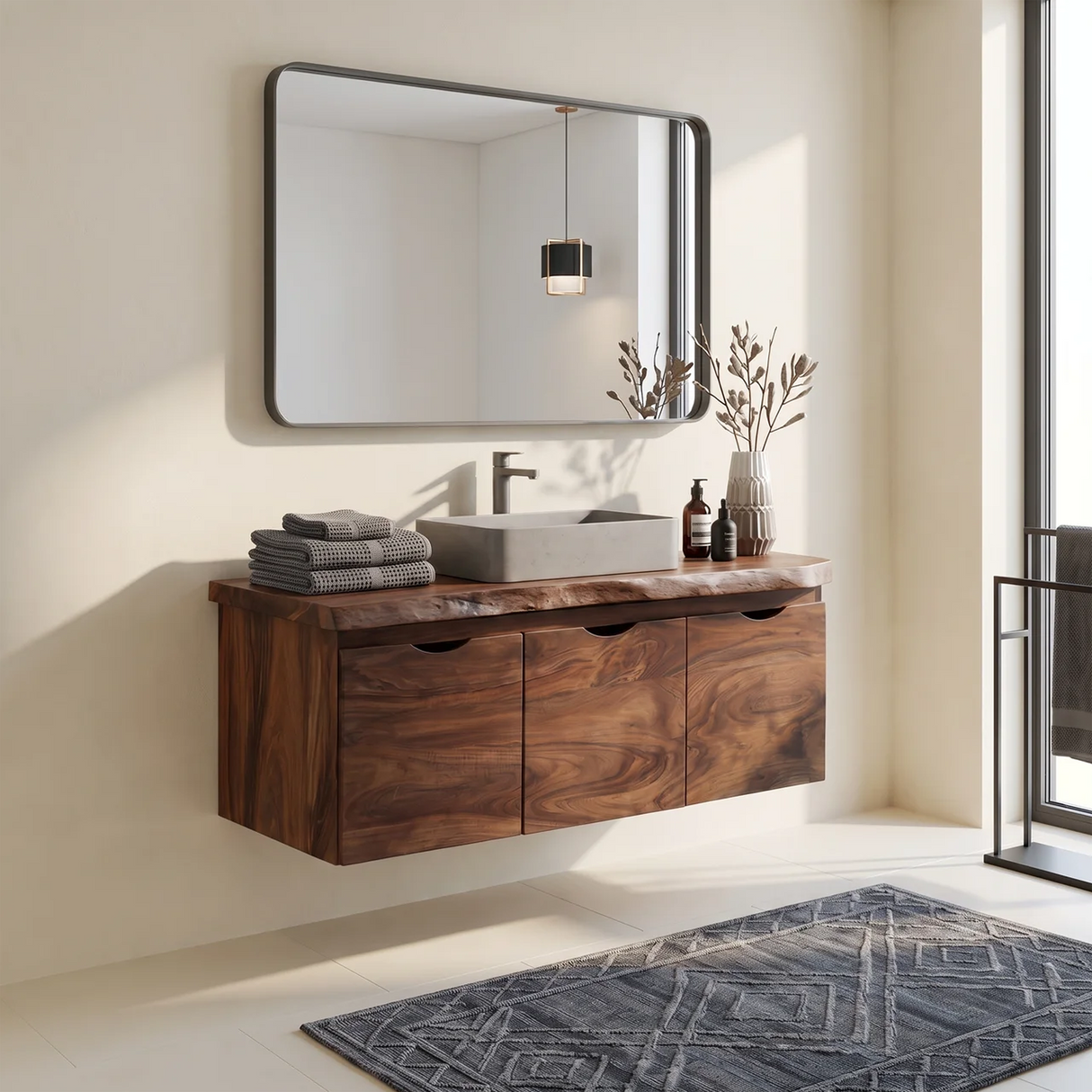 Minimalist Double Sink Vanity Garden Bathroom