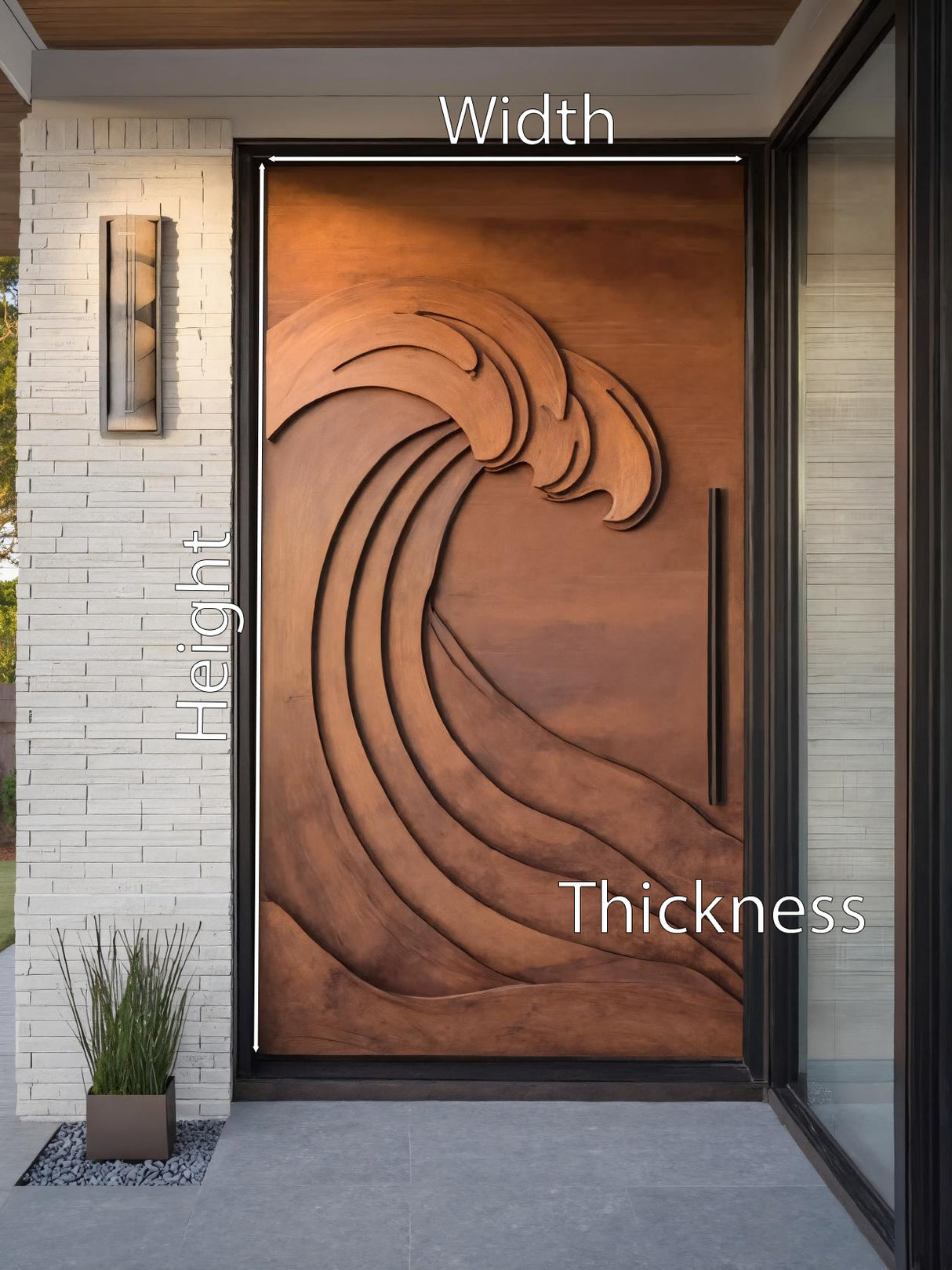 Contemporary Wave Pattern Door Design For Home Entrance