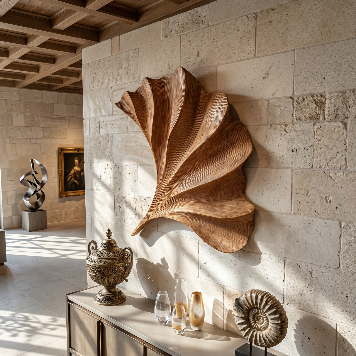 Modern Ginkgo Leaf Wall Art For Interior Decor