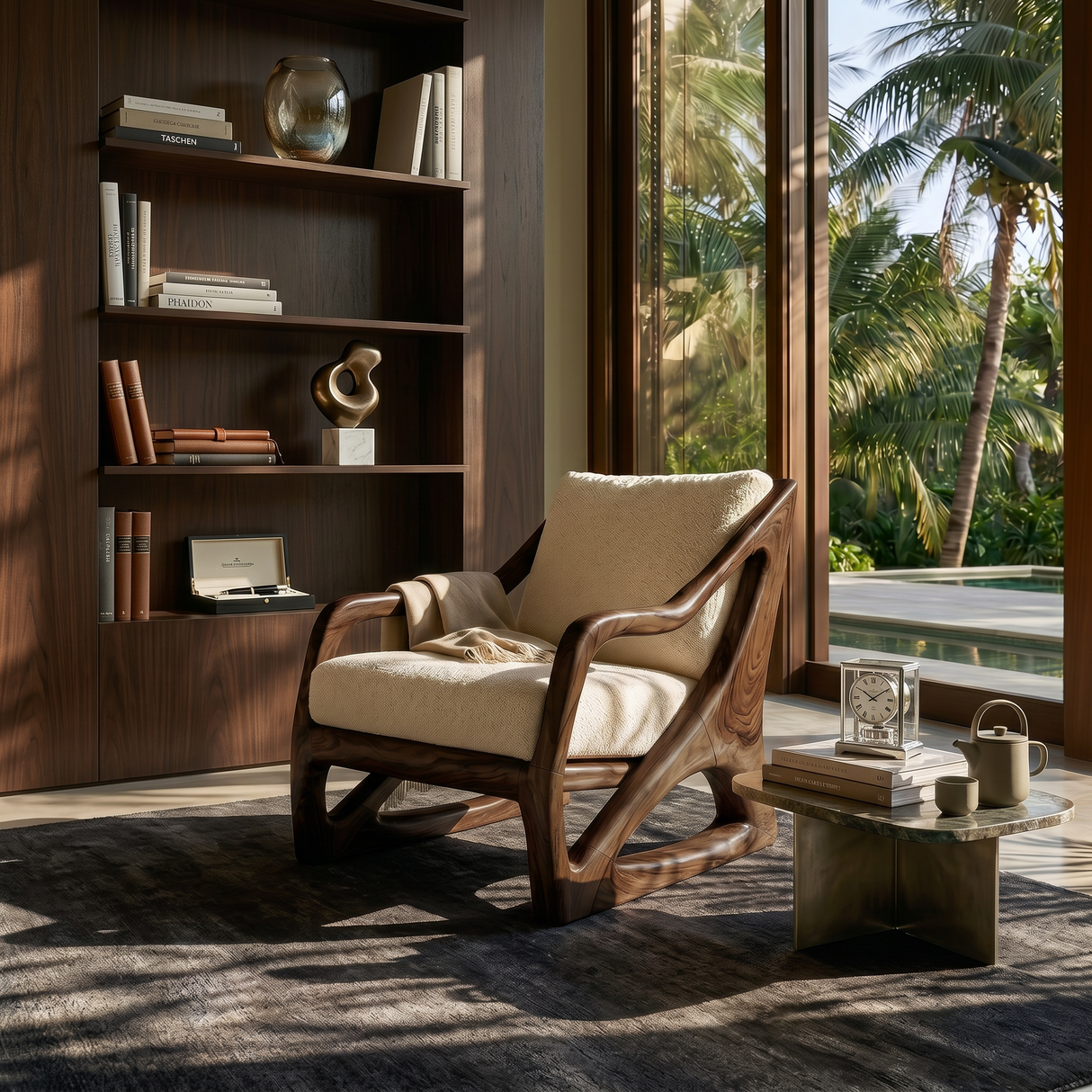 Modern Organic Wooden Armchair Luxury Living Space