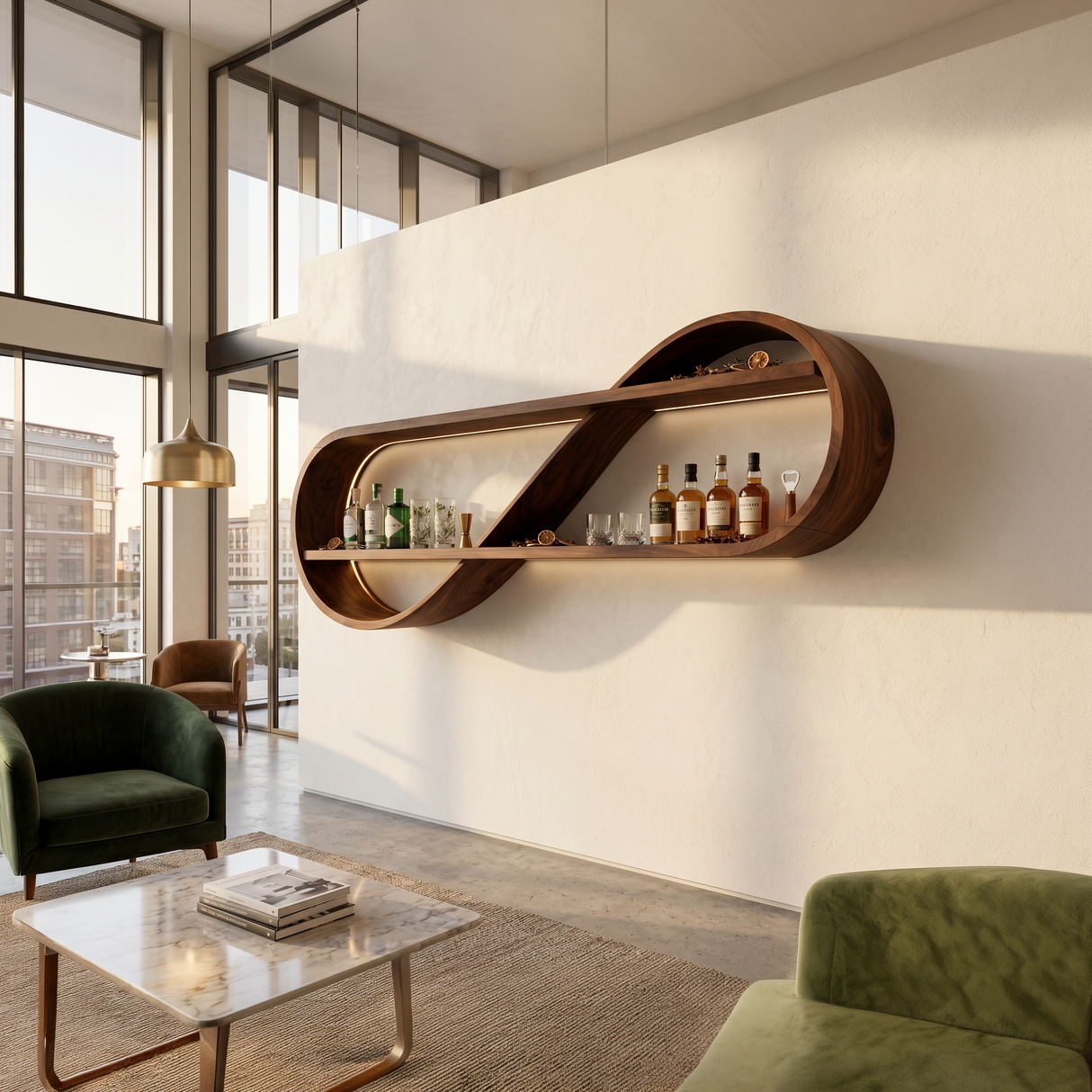 Scandinavian Open Shelf Wine Rack For Apartment Interior