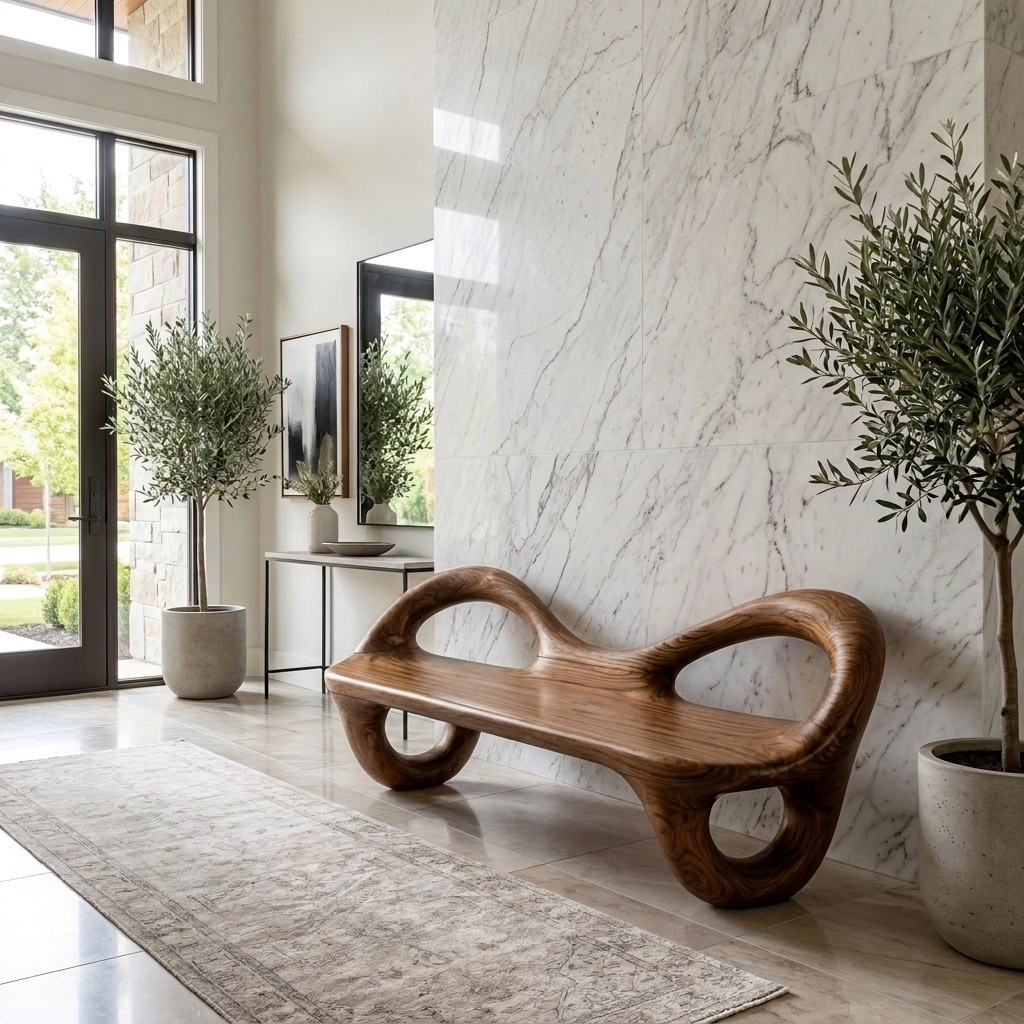 Organic Wooden Bench For Contemporary Home Decor