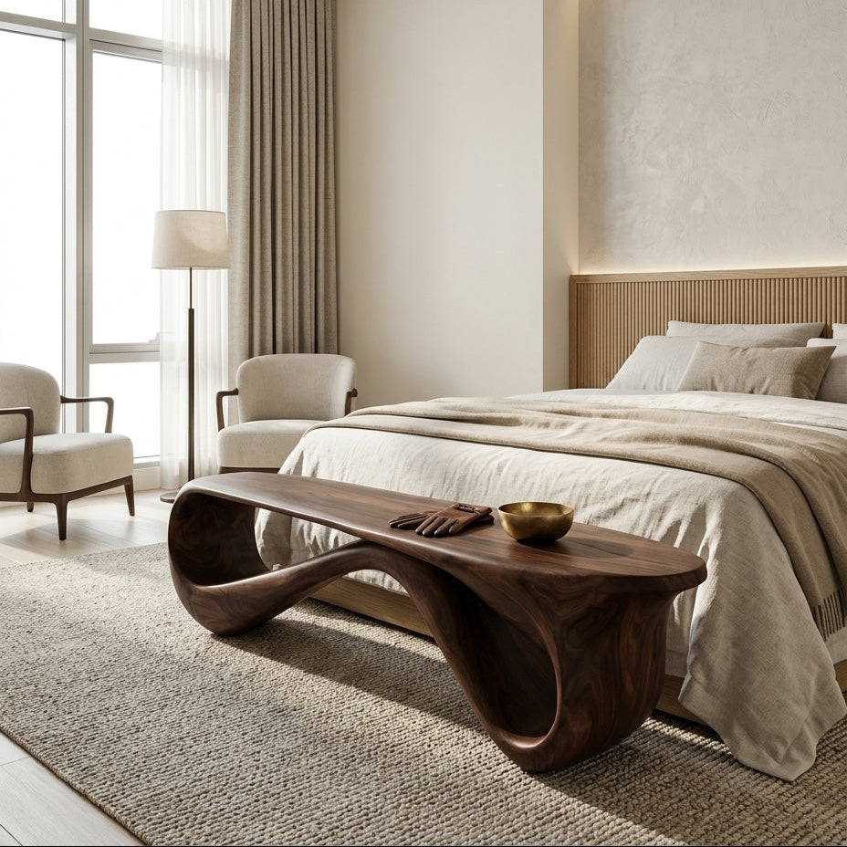 Contemporary Natural Wood Bench For Home Entry Decor