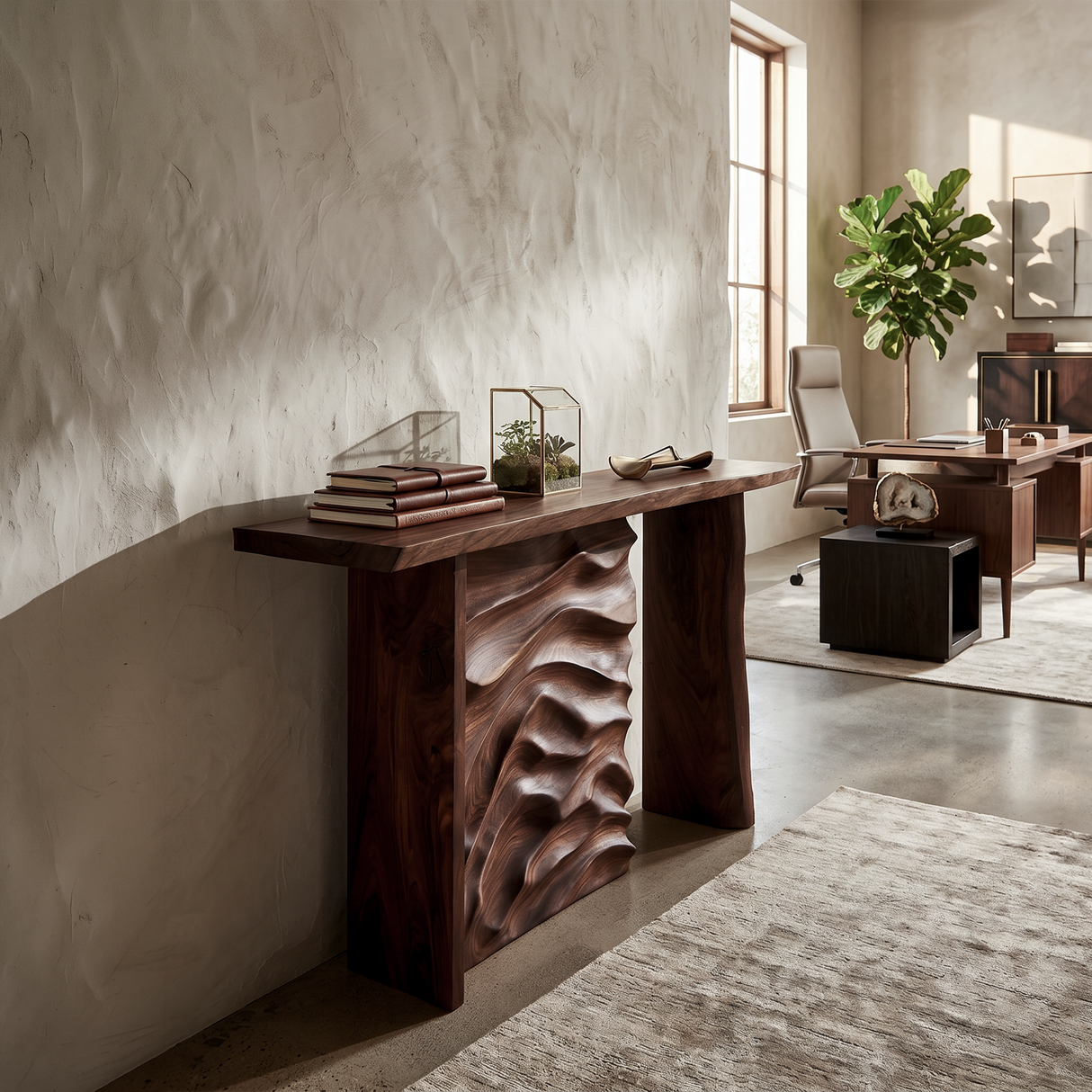 Scandinavian Organic Edge Hall Table For Resort Interior Space