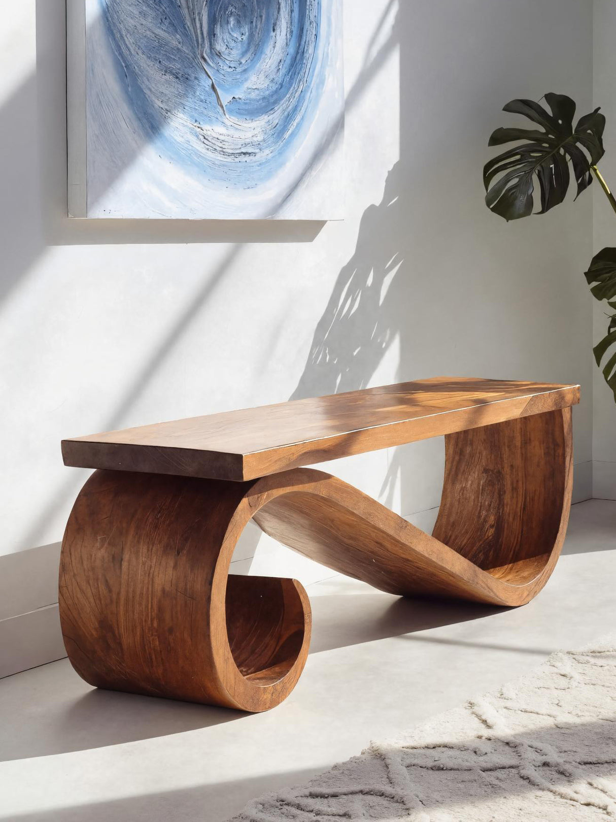 Organic Sculptural Bench For Entryway Or Living Room
