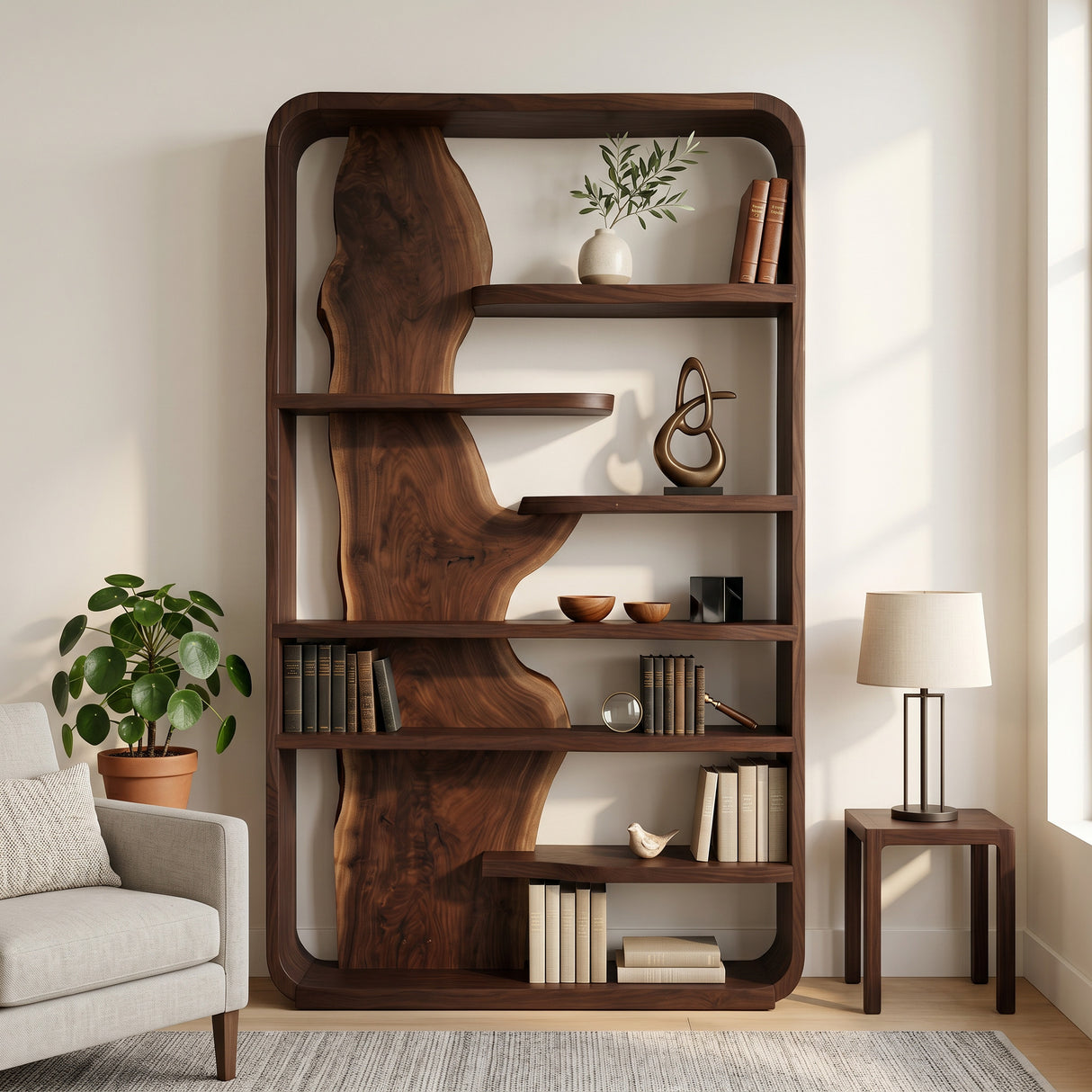 Contemporary Wooden Standing Shelf For Home Office Storage