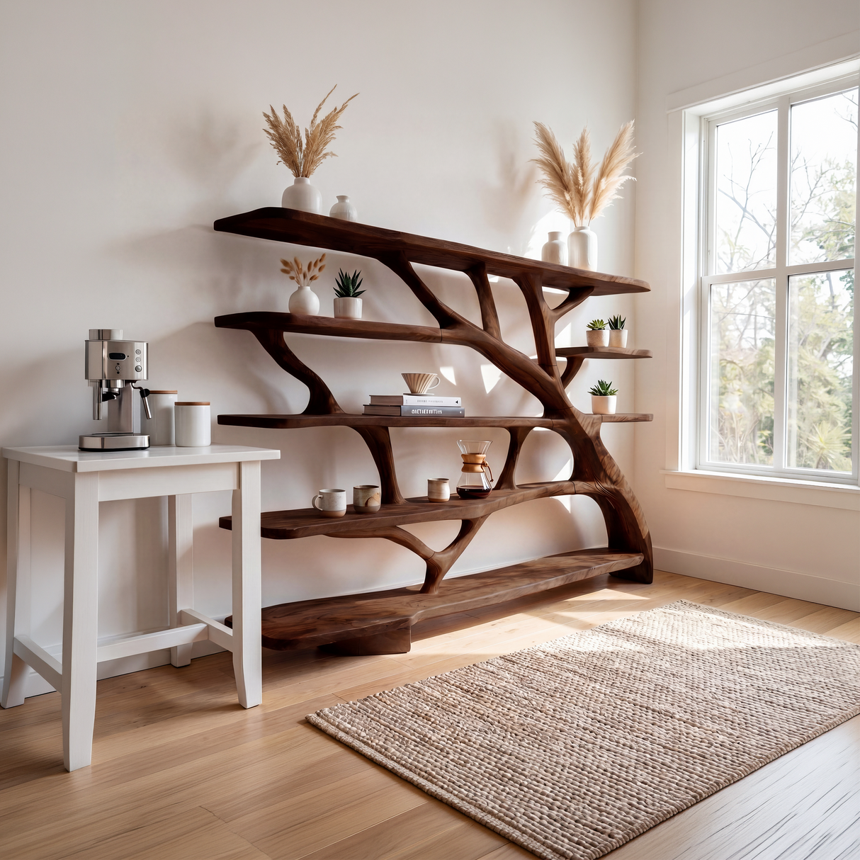 Farmhouse Sculptural Bookcase Storage Organizer For Bedroom Space