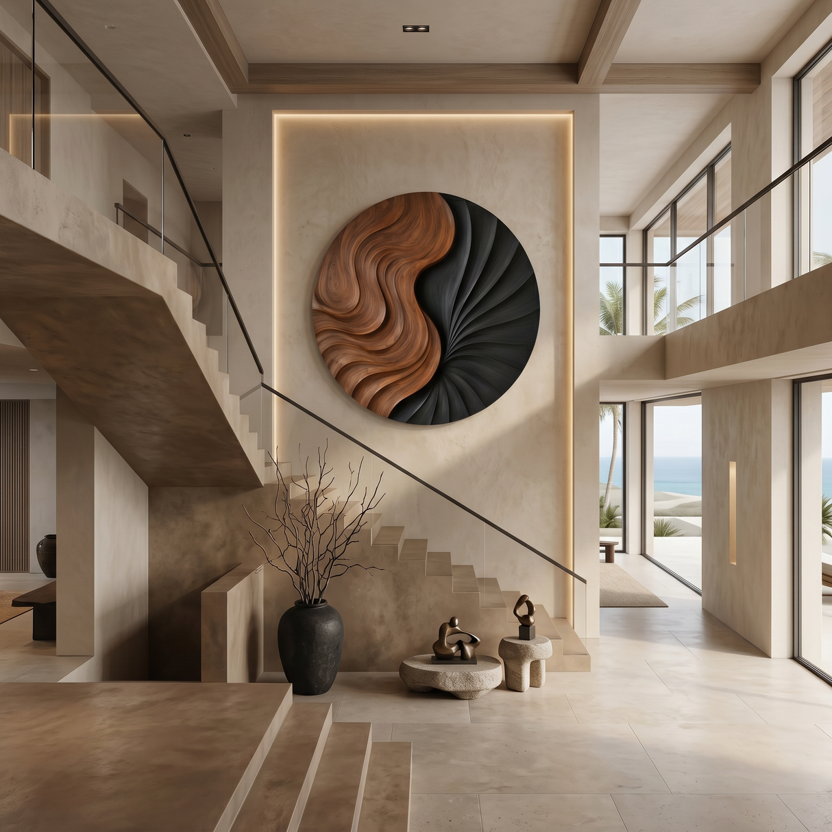 Contemporary Statement Wall Art For Open Living Interior