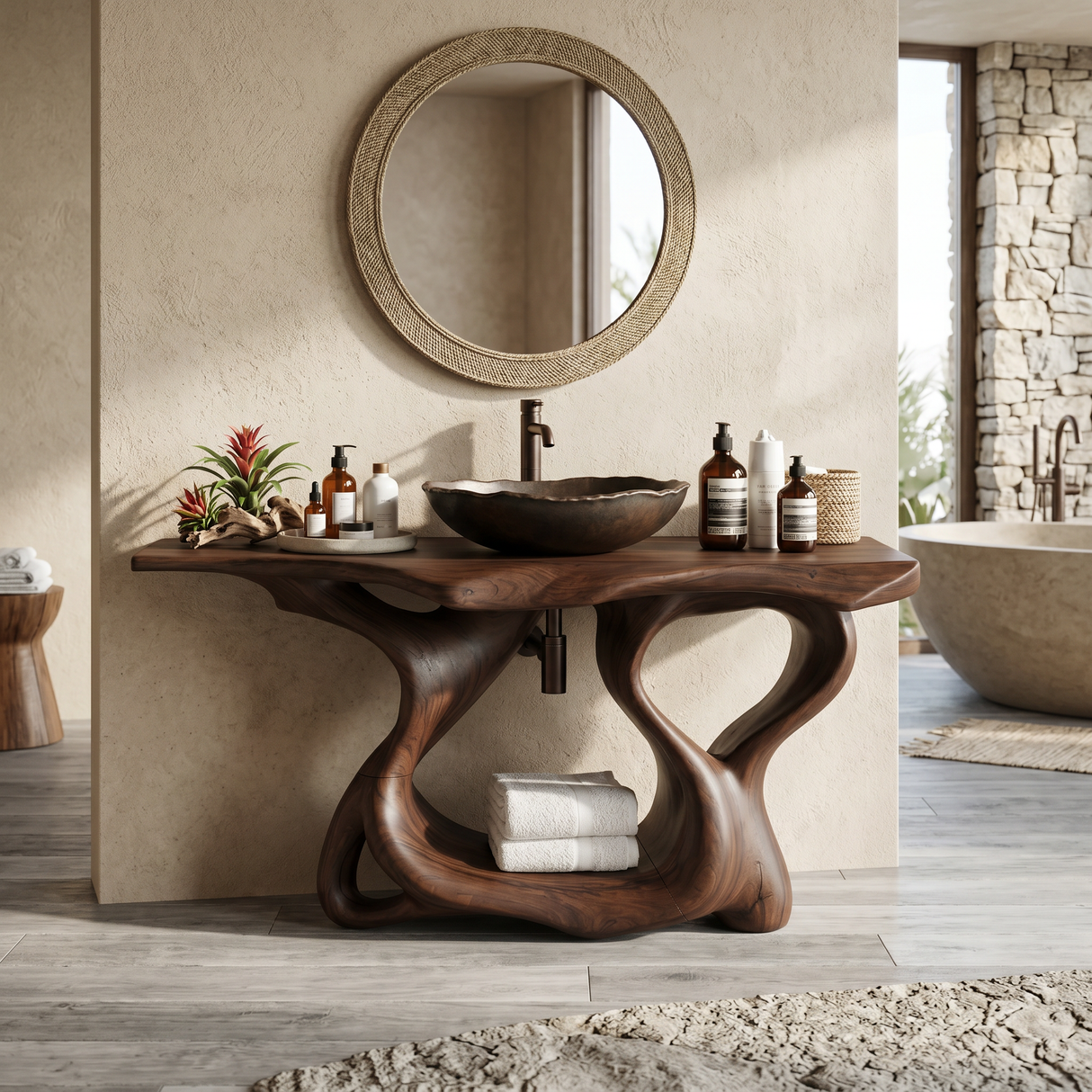 Rustic Solid Wood Vanity For Bathroom Furniture Decor