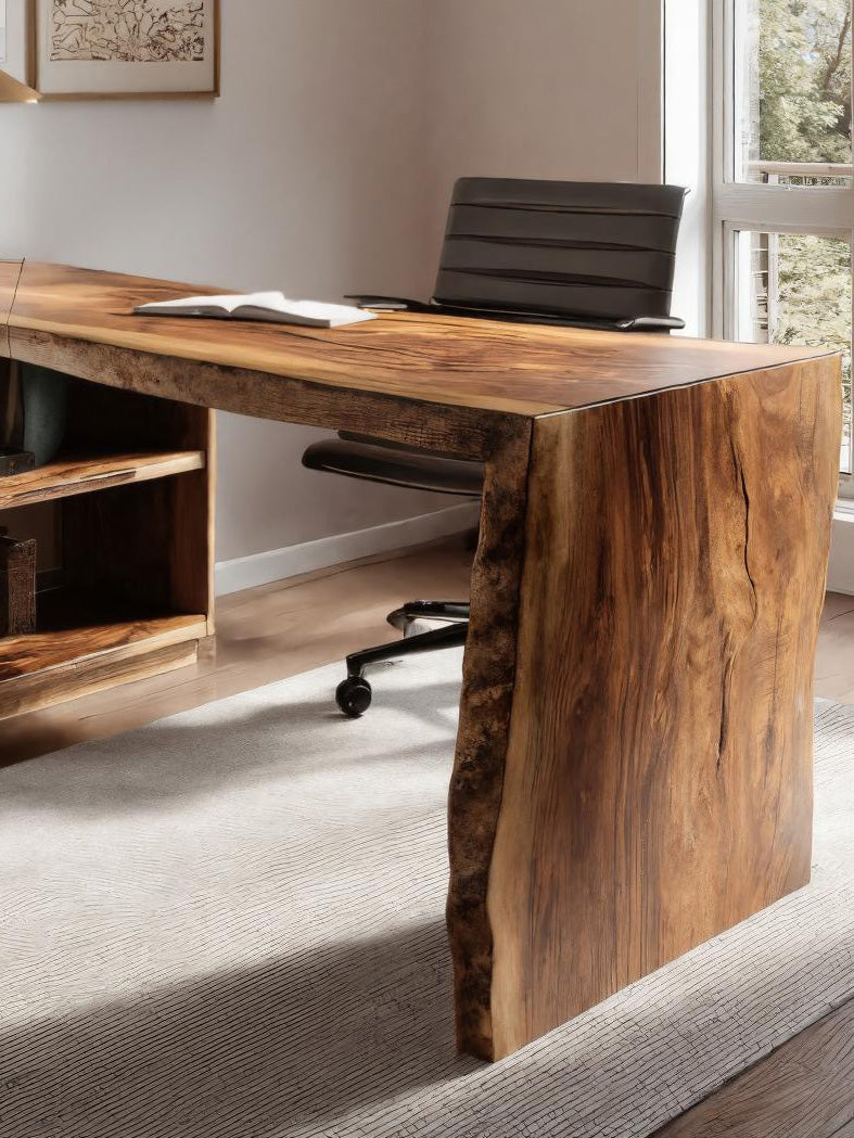 Modern L Shaped Desk With Bookshelf For Home Office