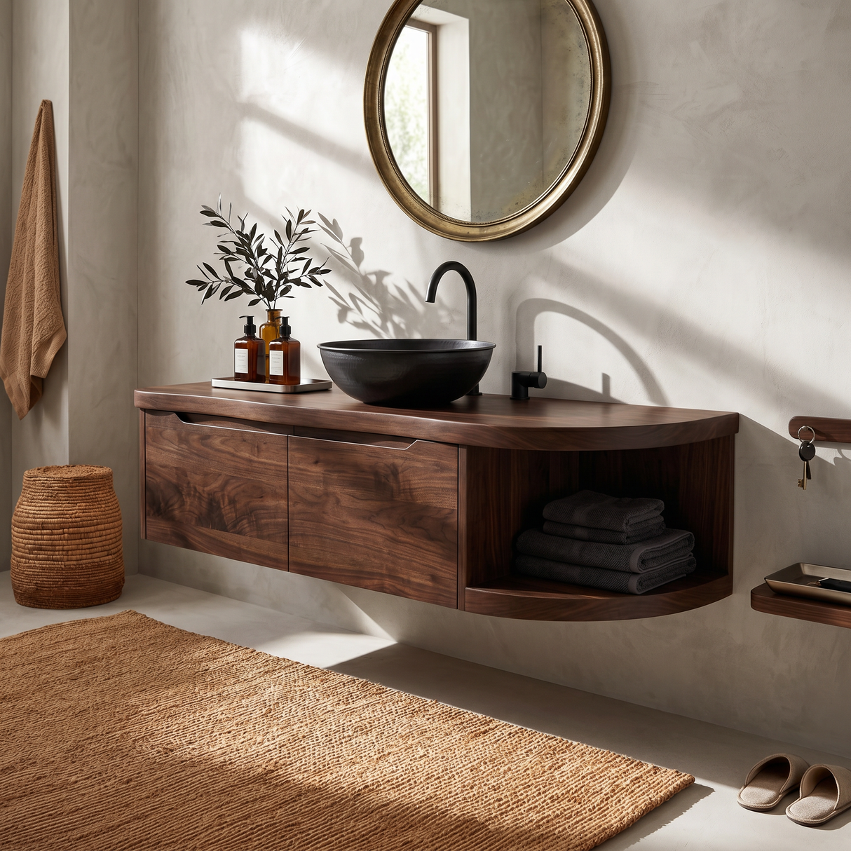 Mediterranean Contemporary Vanity Cabinet Coastal Villa