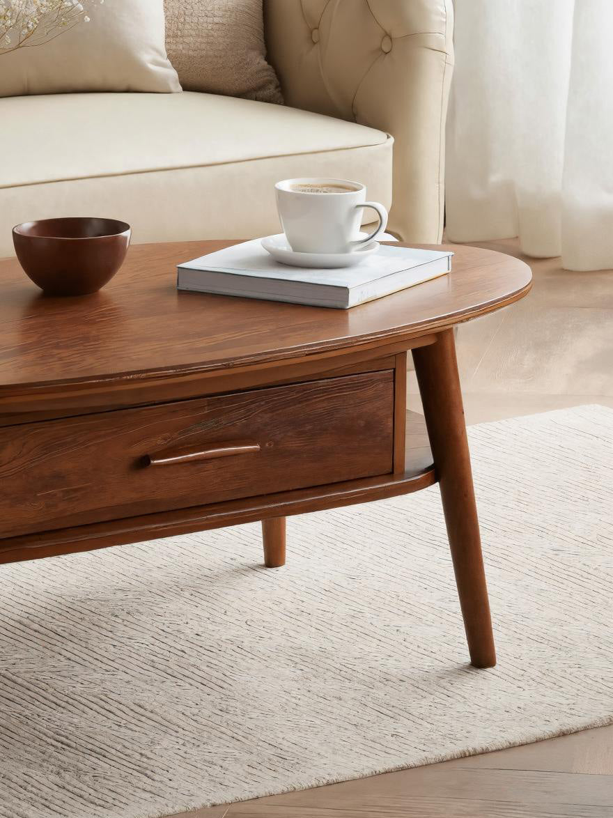 Modern Oval Coffee Table With Drawer For Lounge