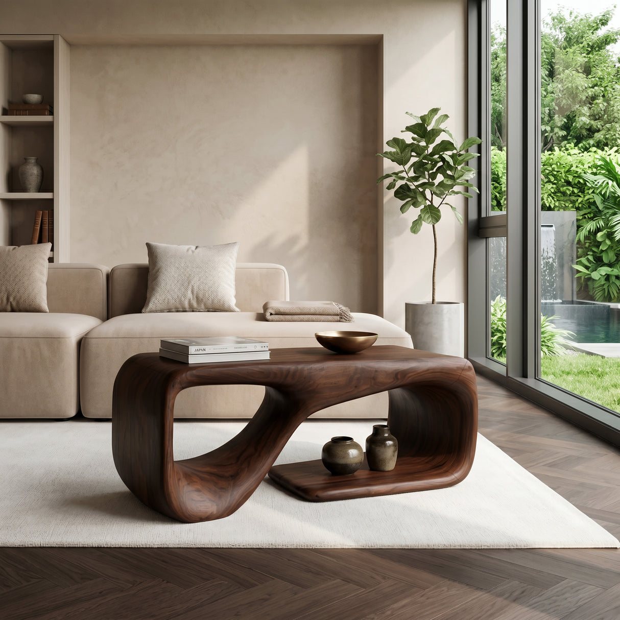 Modern Sculptural Coffee Table For Living Room Decor
