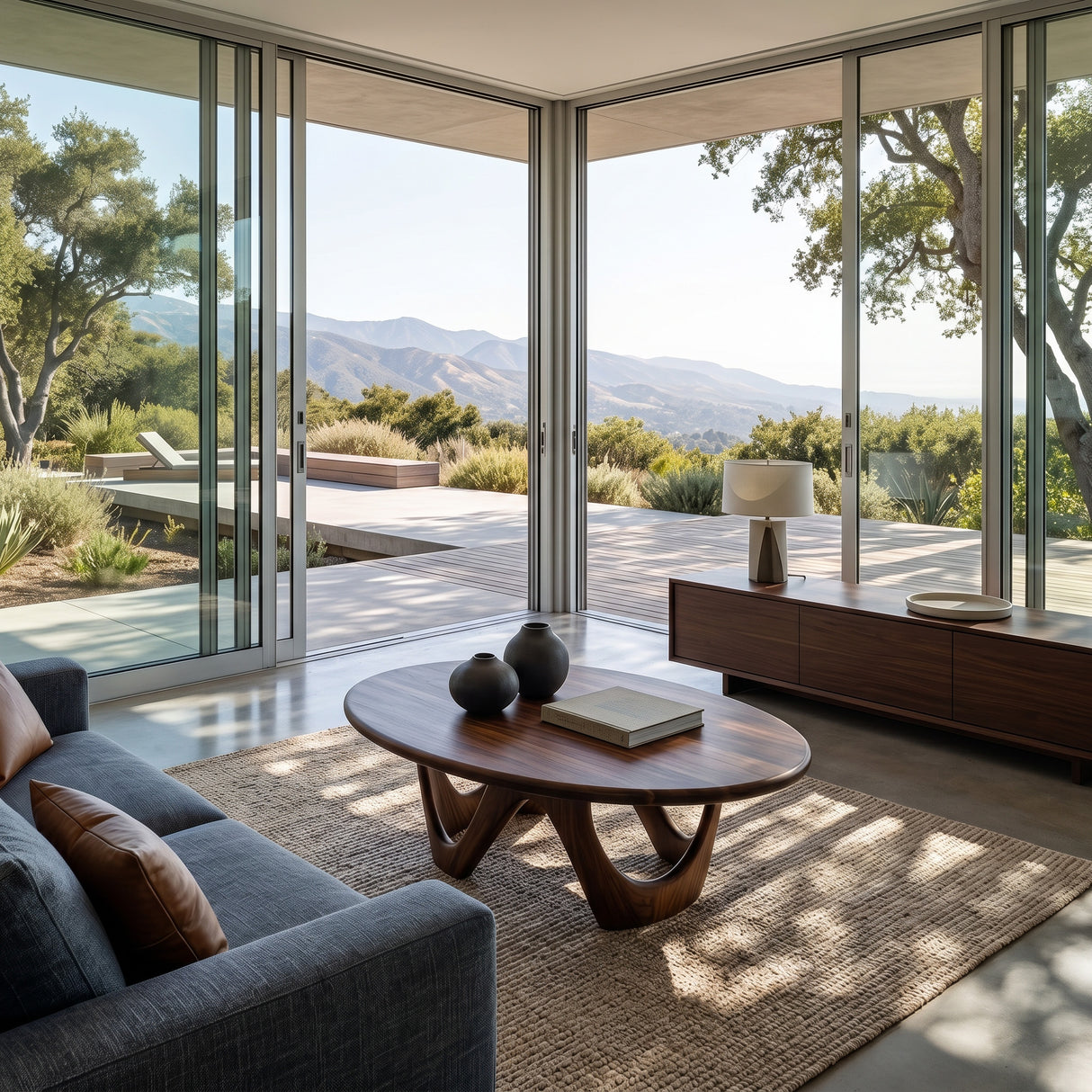 Modern Sculptural Coffee Table With Curved Base For Living Room