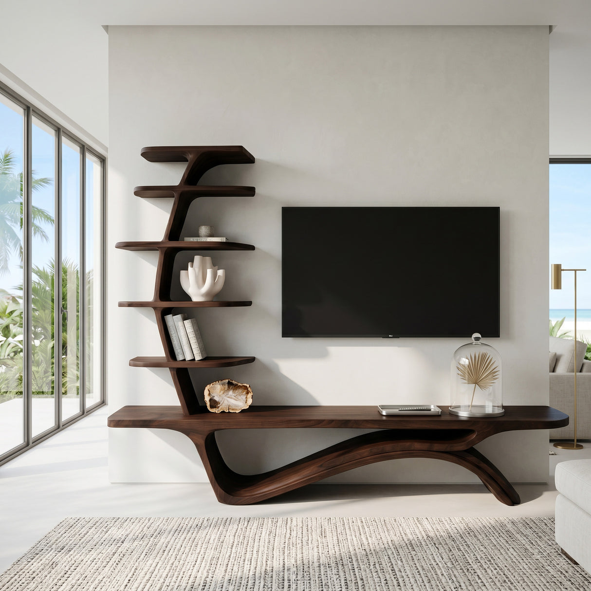 Contemporary TV Stand With Sculptural Storage For Living Room