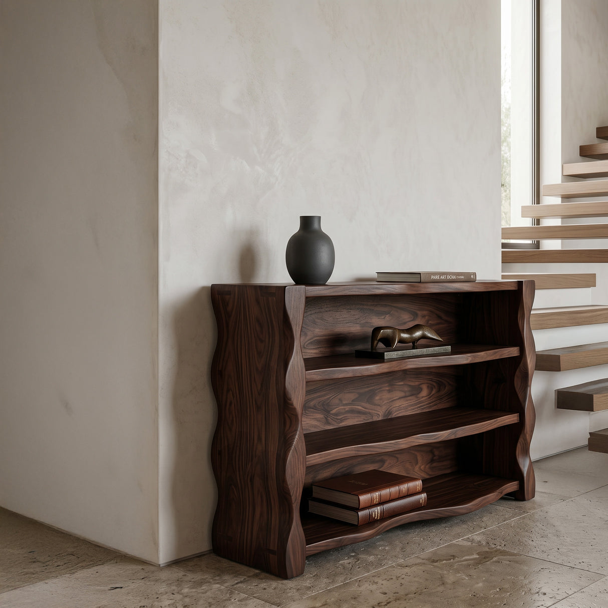 Organic Wavy Console Table With Three Tiers For Interior