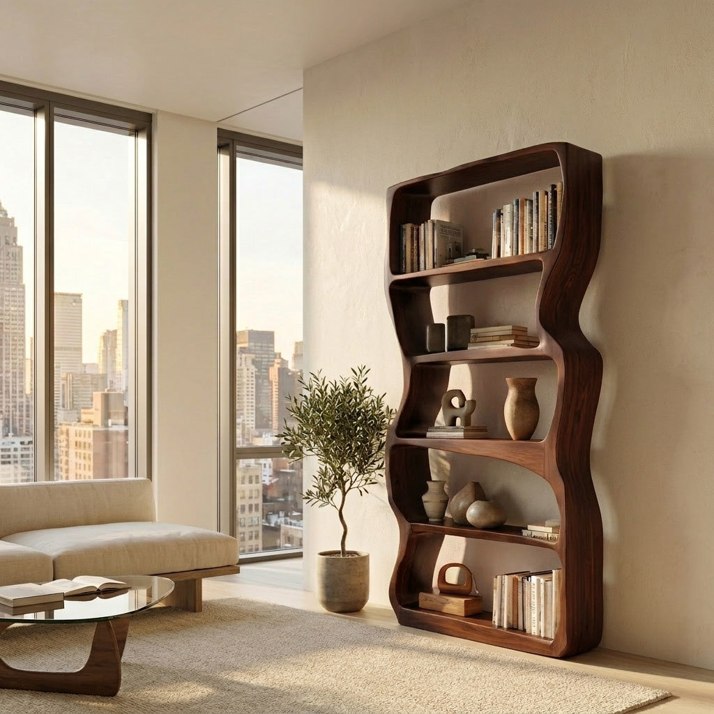 Contemporary Wooden Standing Shelf For Living Room Display