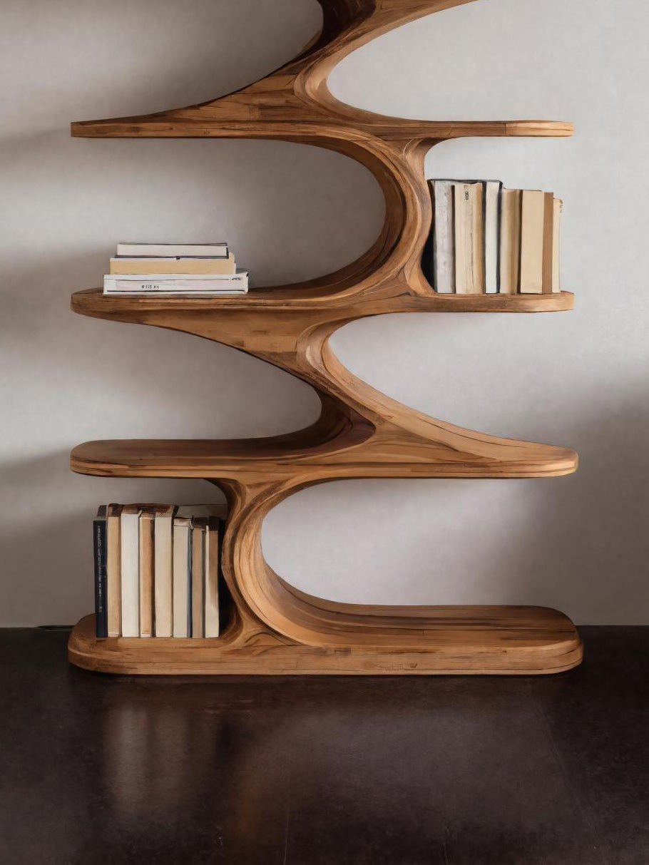 Modern Organic Curved Bookshelf For Living Room