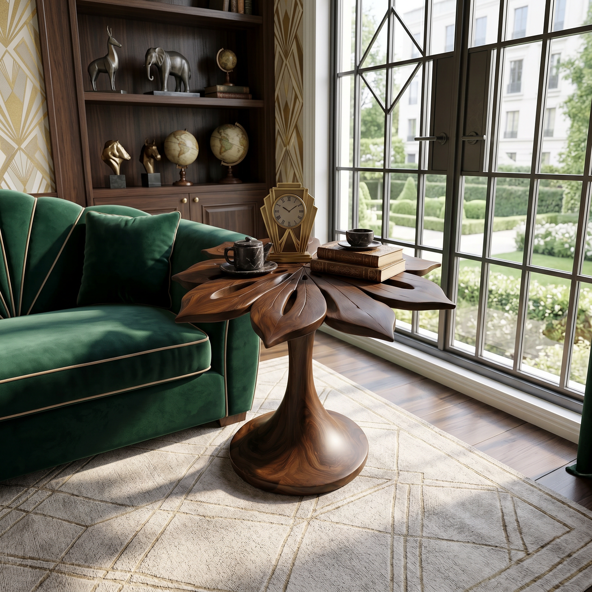 Organic Leaf Top Accent Table Luxury Living Room