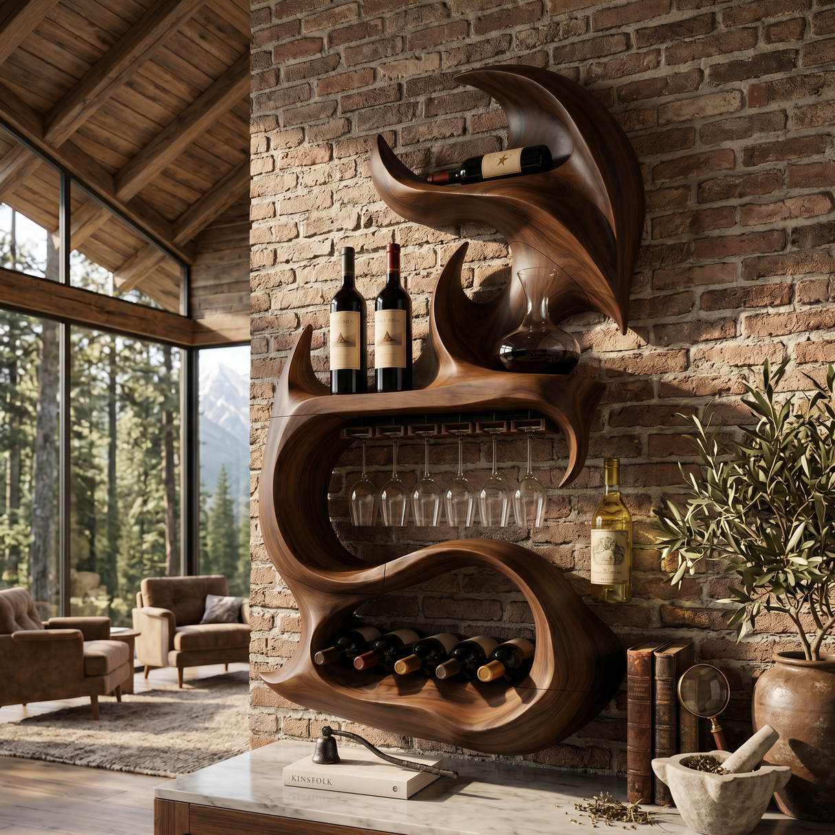 Modern Sculptural Bottle Display For Living Space