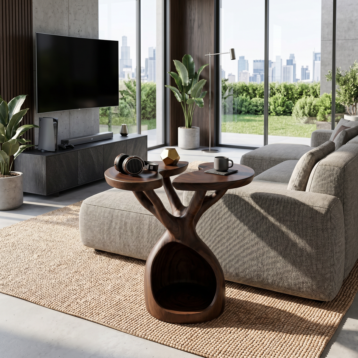 Nature Inspired Branch Side Table Sunroom Corner