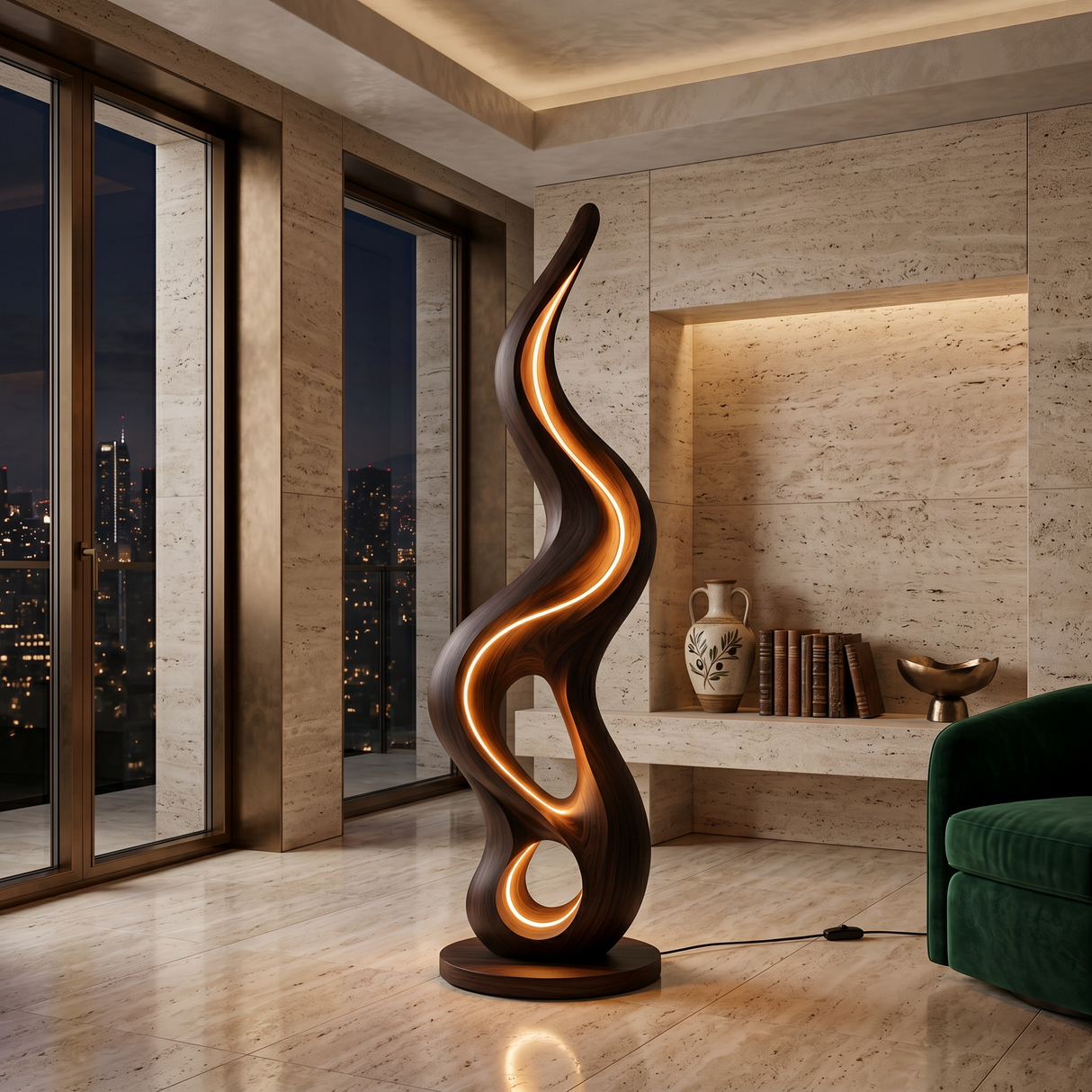 Organic Liquid Lamp With Shelf For Bedroom
