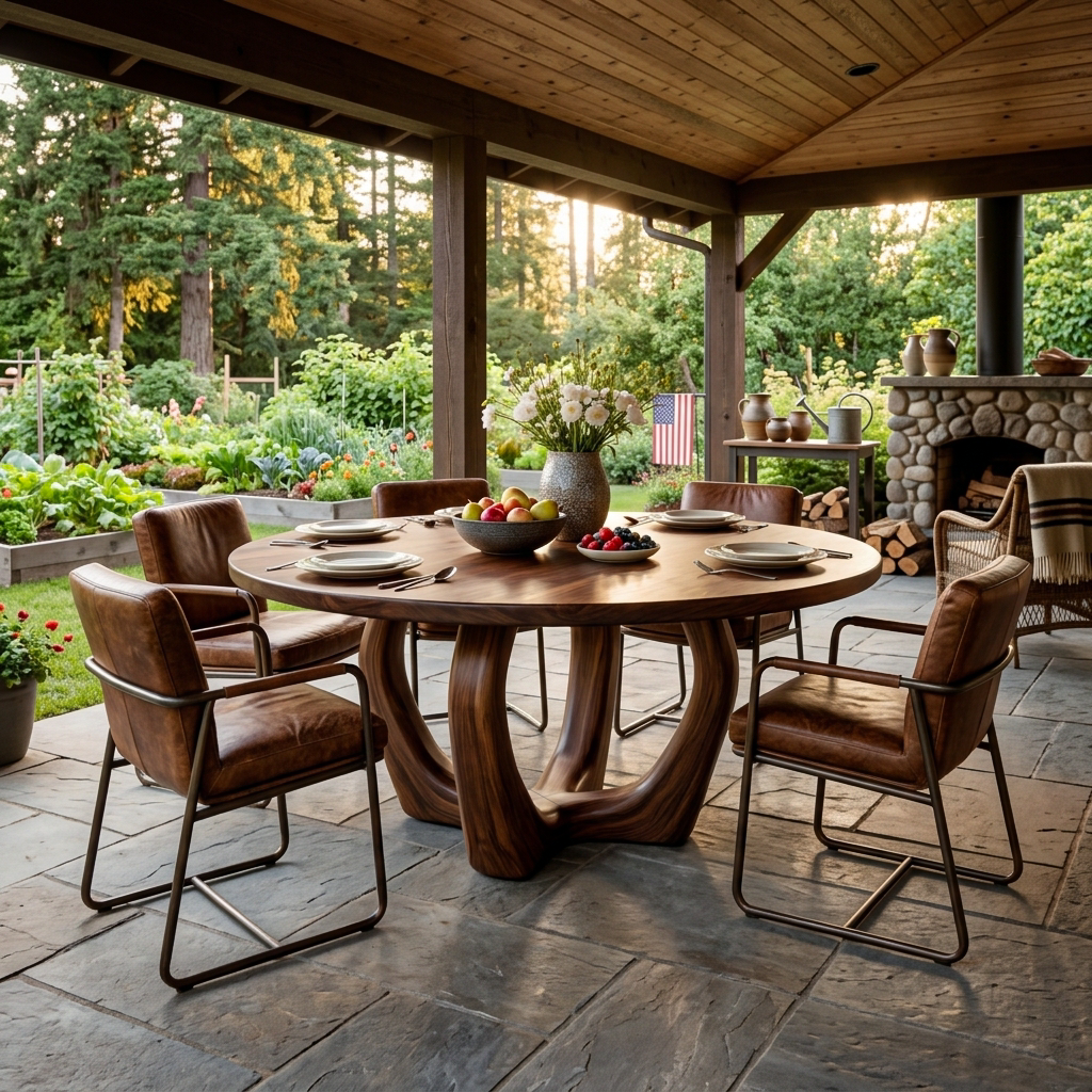 Elegant Wooden Round Dining Table For Dining Area