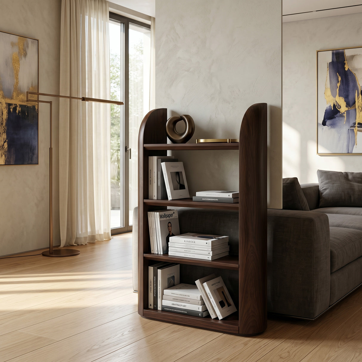 Scandinavian Wood Magazine Rack With Rounded Edge For Reading Corner