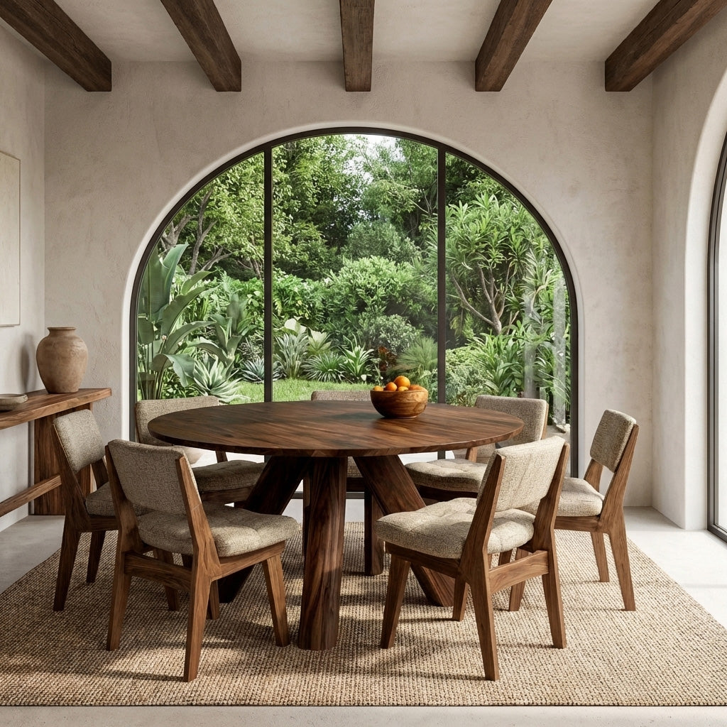 Modern Round Natural Wood Dining Table For Dining Room
