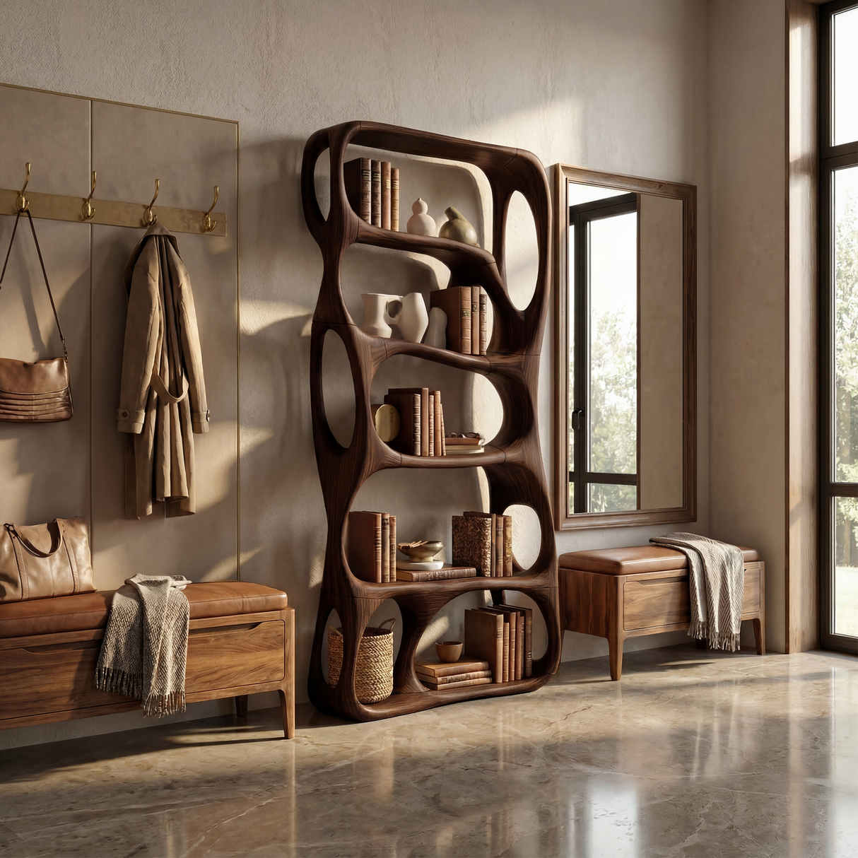 Modern Handcrafted Bookshelf Storage Organizer For Home Office Space
