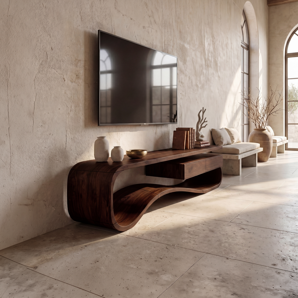 Contemporary Organic TV Stand For Lounge Area